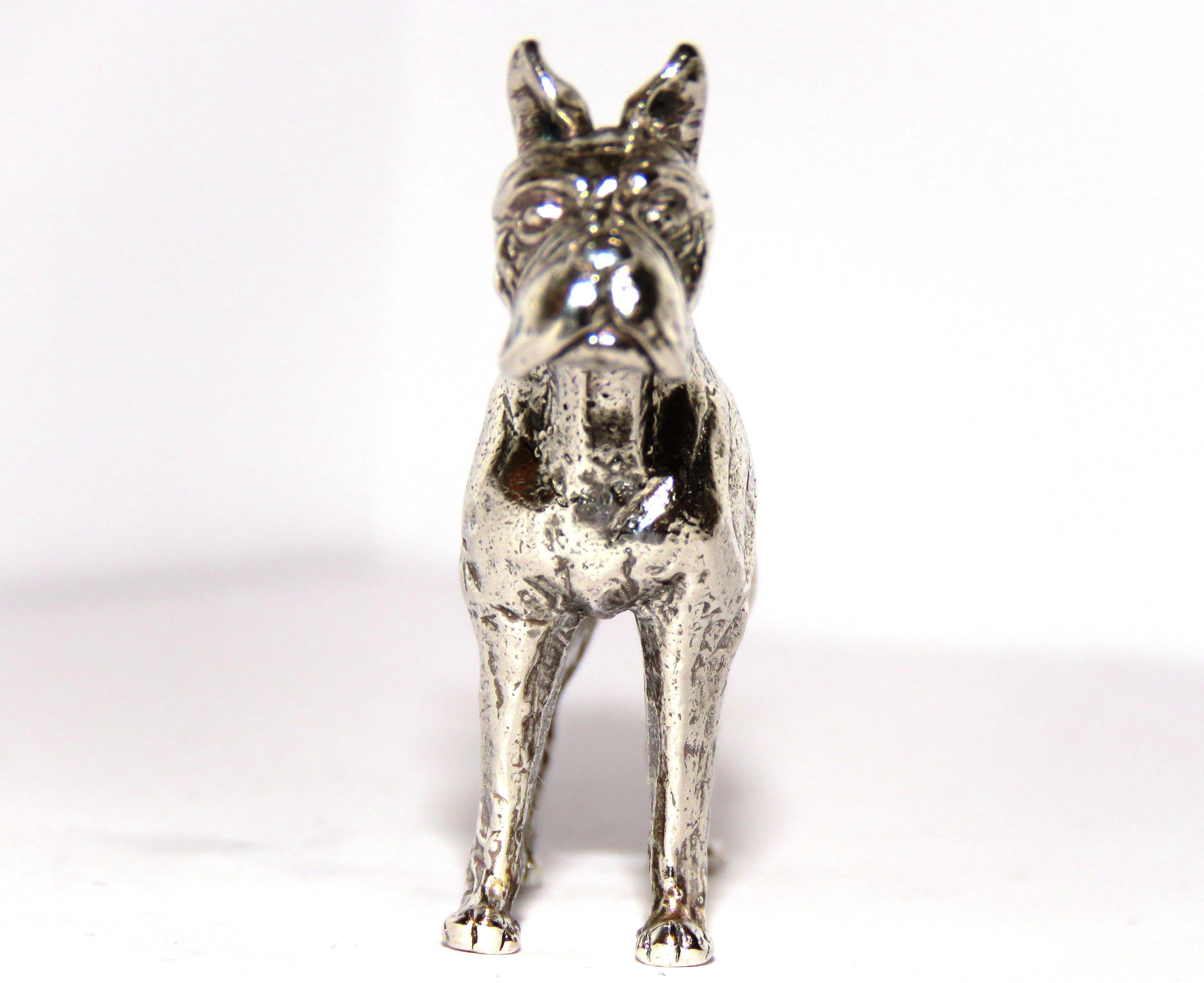 Solid Silver Dog Figurine Vintage, 1970s In Excellent Condition In Milano, IT