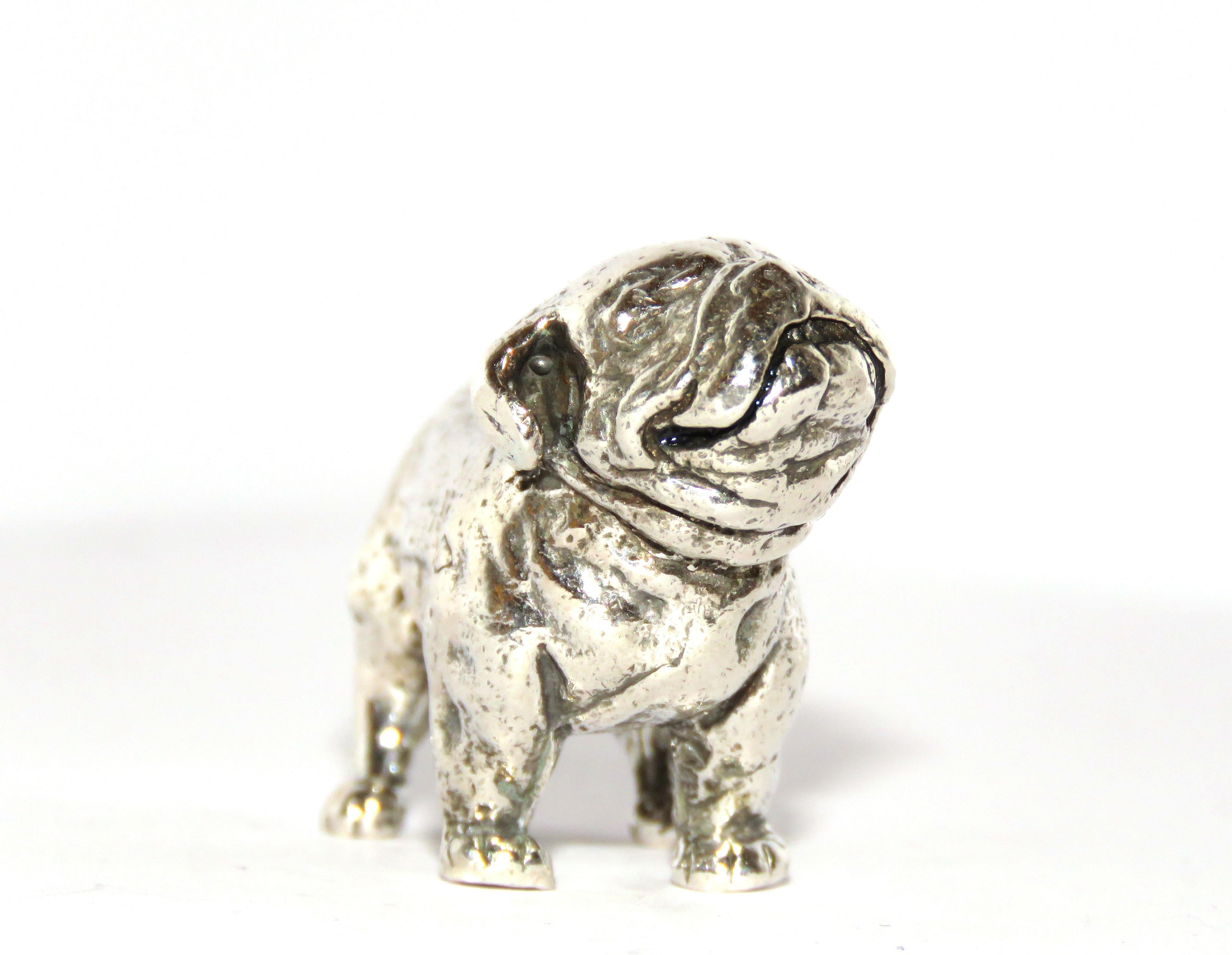 Solid Silver Dog Figurine Vintage, 1970s In Excellent Condition In Milano, IT