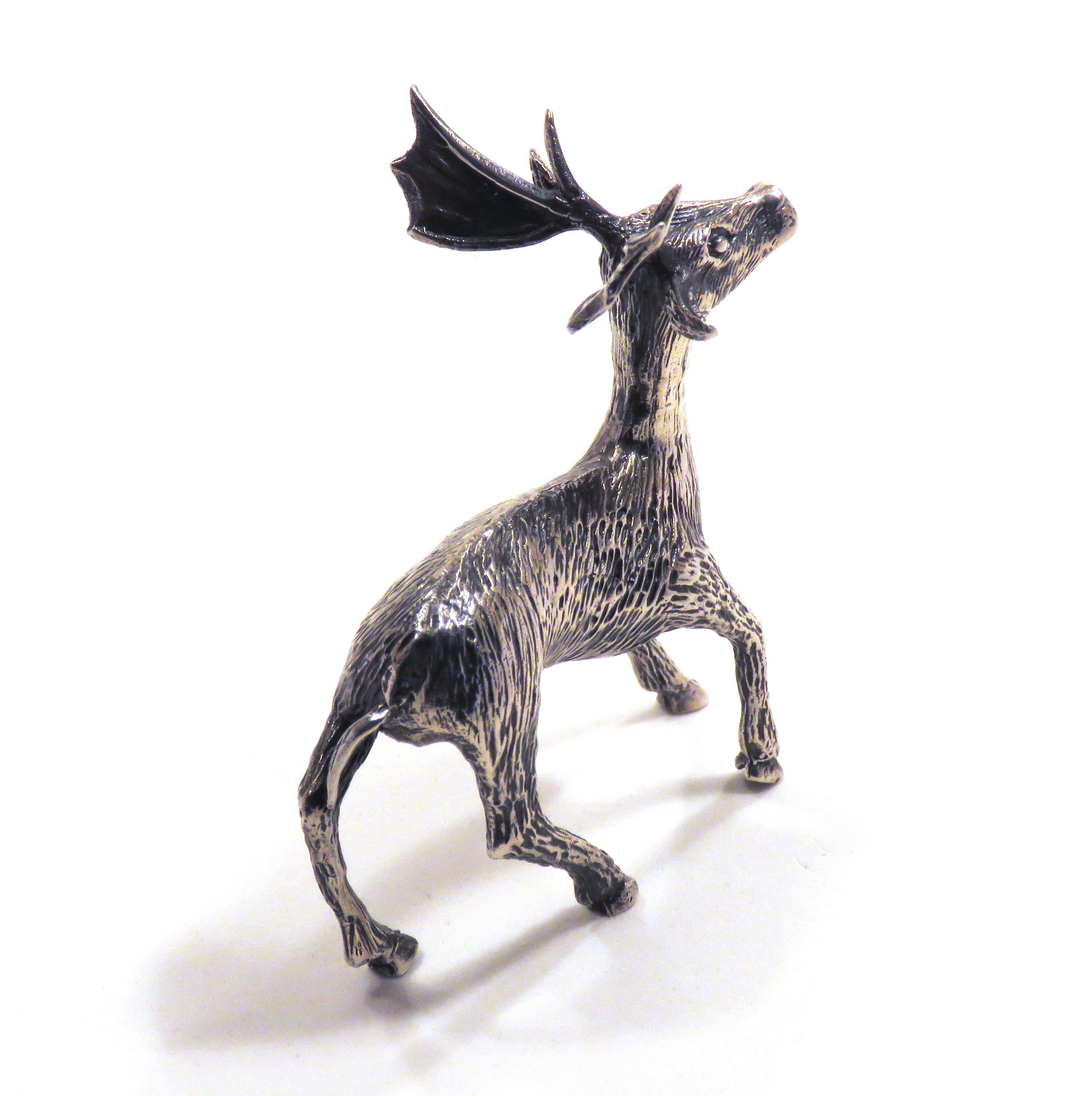 Femenino o masculino Figurilla de plata maciza de gamo Vintage, años 70 en venta