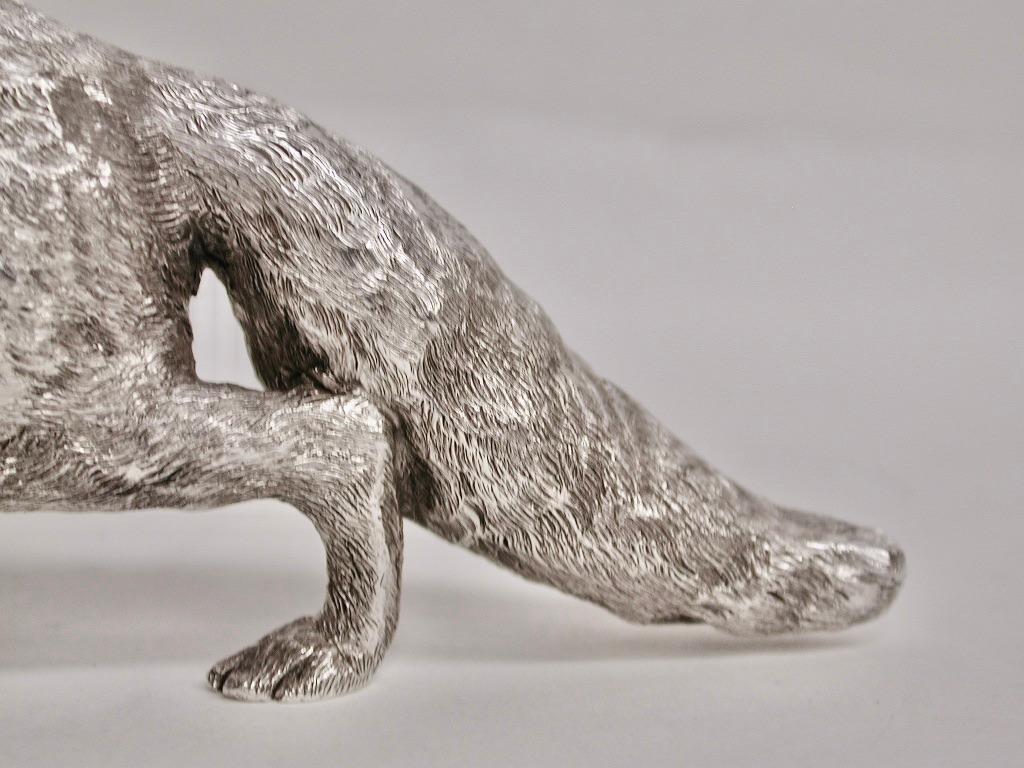 English Solid Silver Fox, Dated 1987, Mappin & Webb, London.