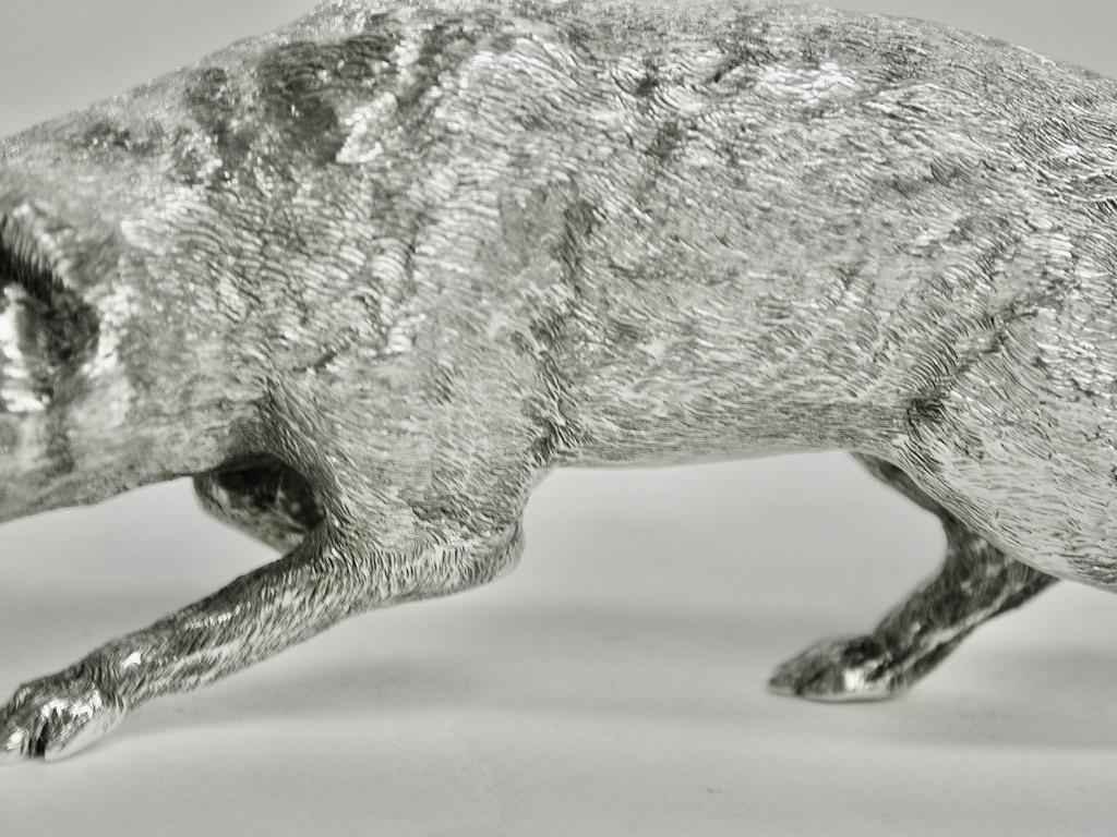 Cast Solid Silver Fox, Dated 1987, Mappin & Webb, London.