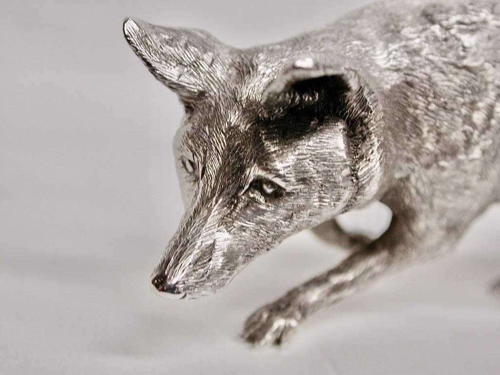 Sterling Silver Solid Silver Fox, Dated 1987, Mappin & Webb, London.