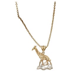 Solid Silver Giraffe Pendant with 18 Karat Gold Vermeil