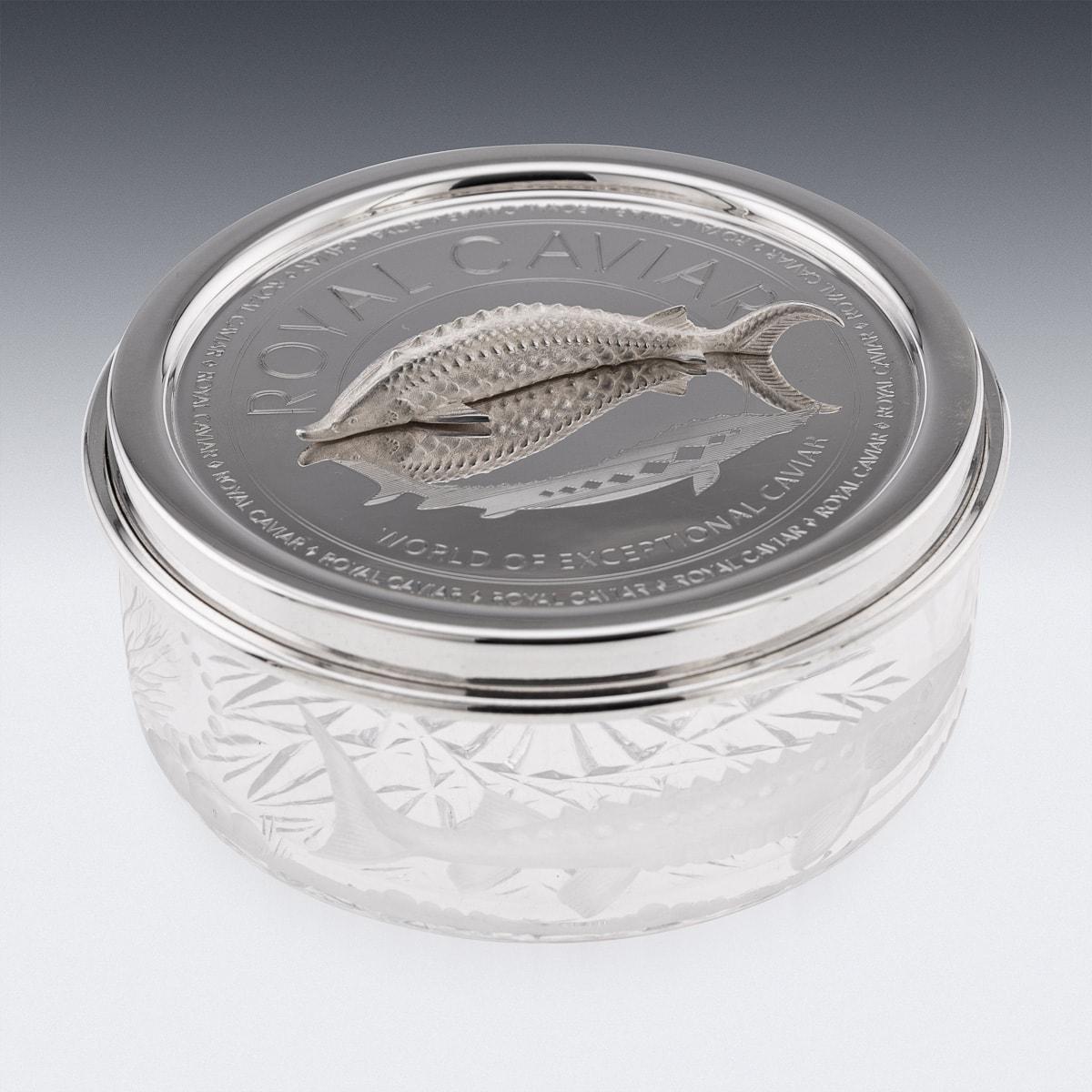 Caviar-Gefäß aus massivem Silber und Glas, Pushkin Alexander (Britisch) im Angebot