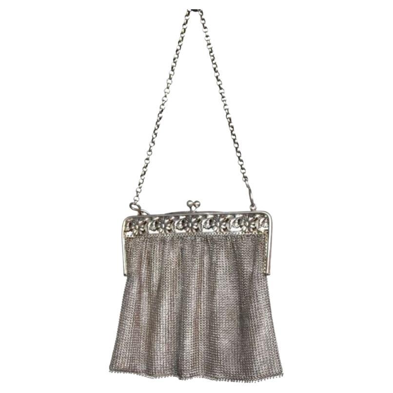 Solid Silver Handbag, Late 19th Century For Sale