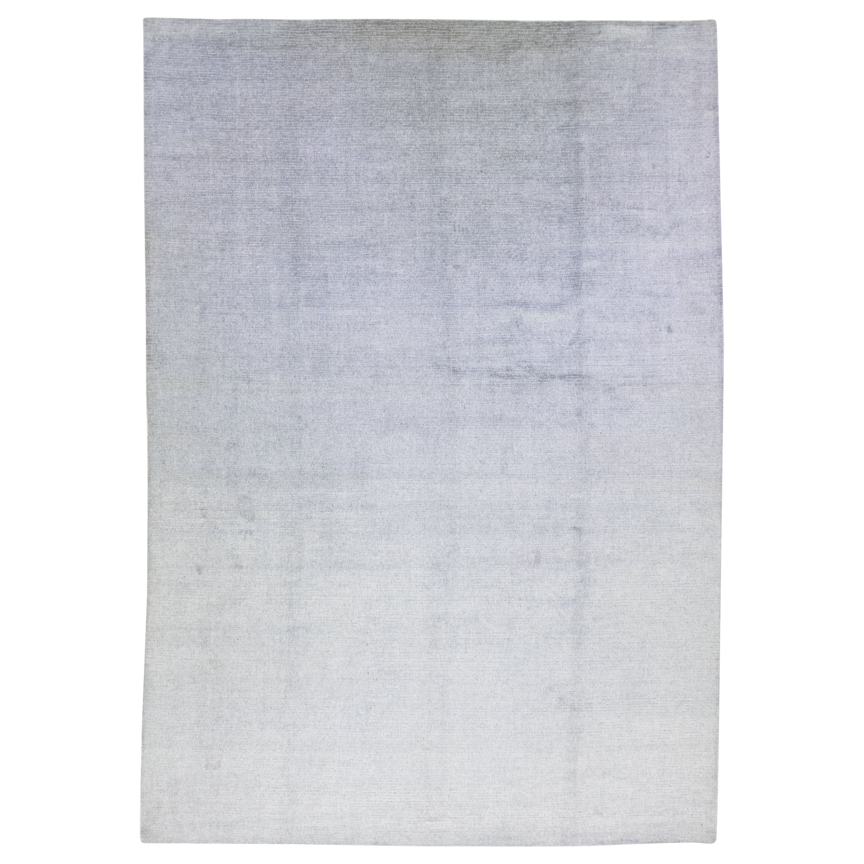 Tapis en laine et soie fait main Solid Silver