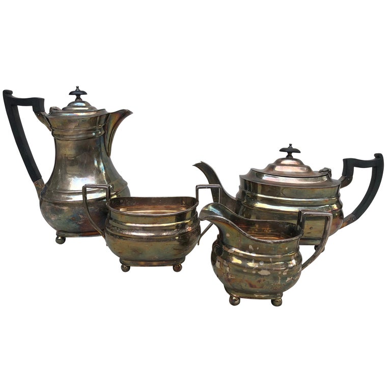 Solid Silver Harrods London Art Deco Tea Set, 1939 at 1stDibs