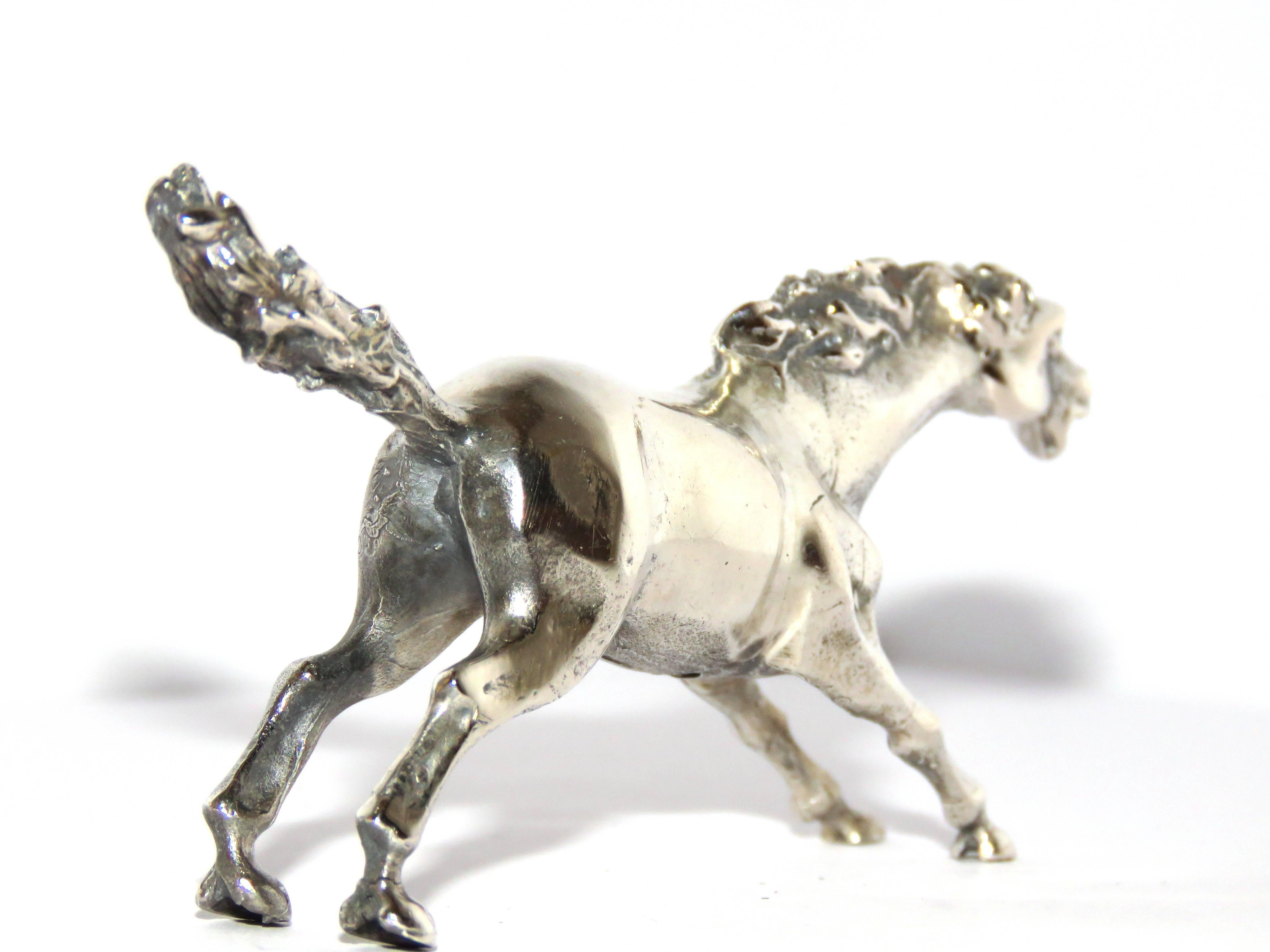 Vintage 1970s Solid Silver Horse Figurine  In Excellent Condition In Milano, IT