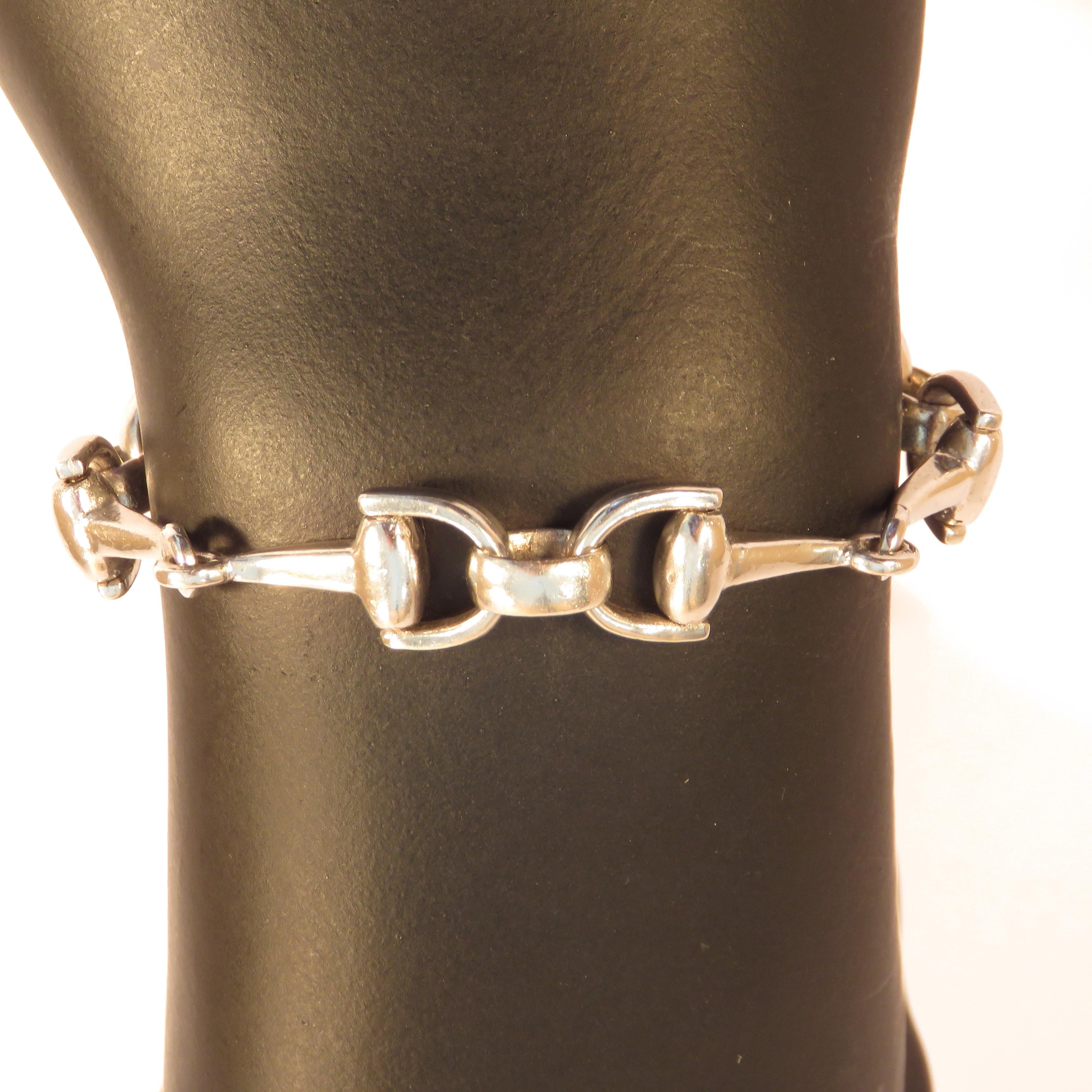 Contemporary Solid Silver Horse Stirrup Bracelet Handcrafted in Italy