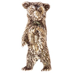 Figurine d'ours italienne en argent massif vintage, années 1970