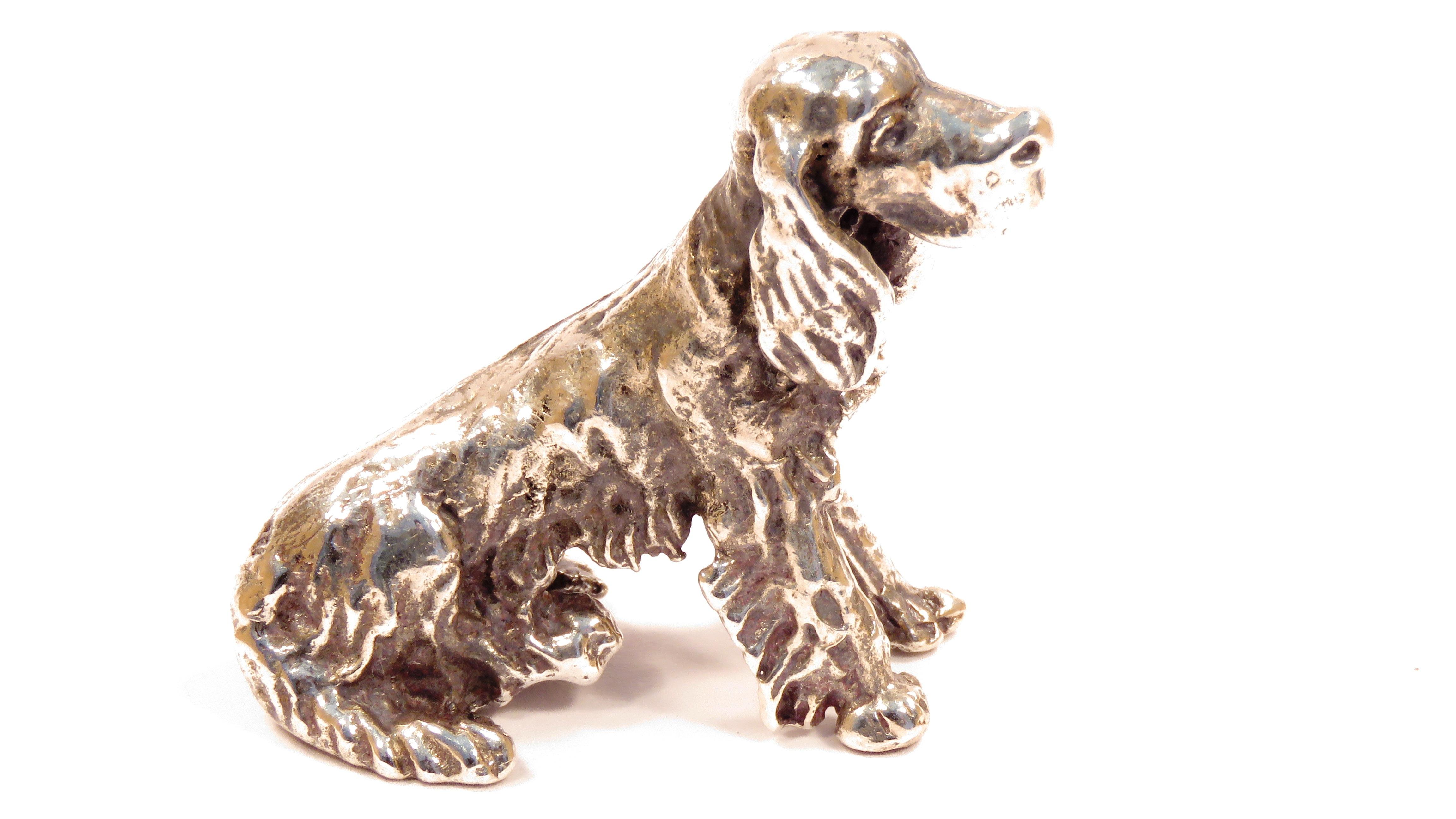 Italienische Cocker Spaniel-Figur aus massivem Silber, Vintage, 1970er Jahre im Angebot 1