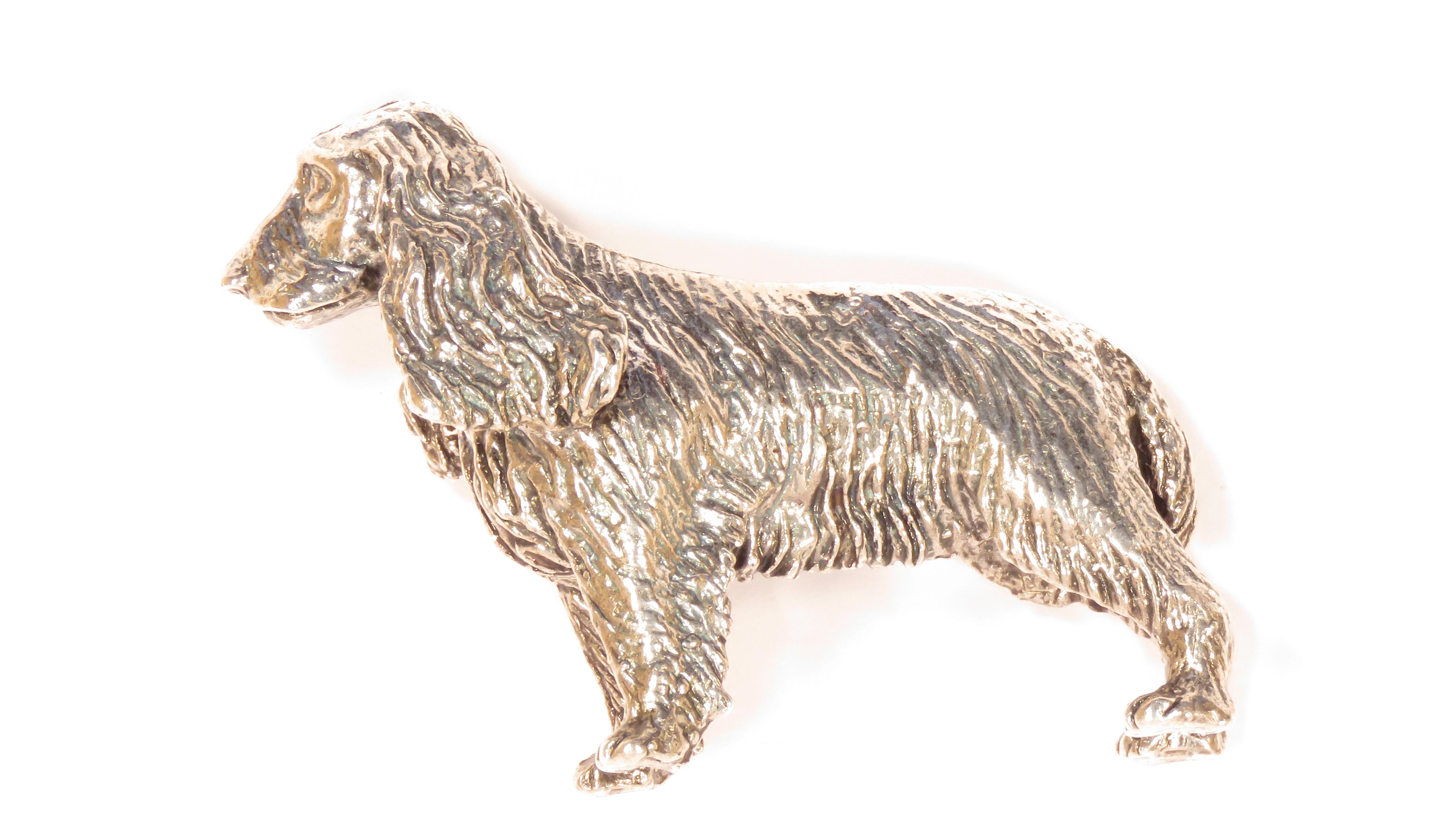 Italienische Cocker Spaniel-Figur aus massivem Silber, Vintage, 1970er Jahre im Angebot 1