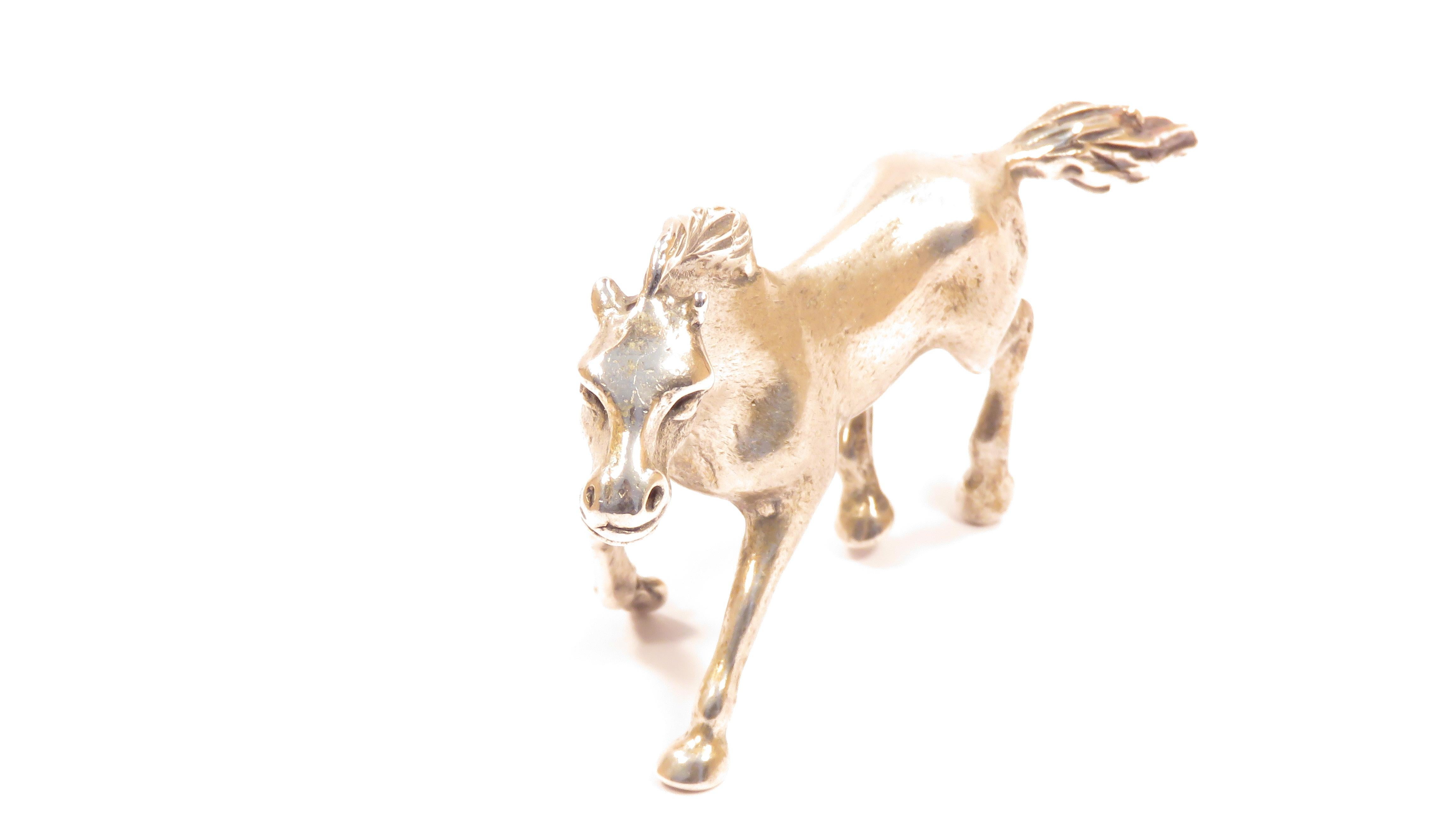 Solid Silver Italian Horse Figurine Vintage, 1970s In Excellent Condition In Milano, IT