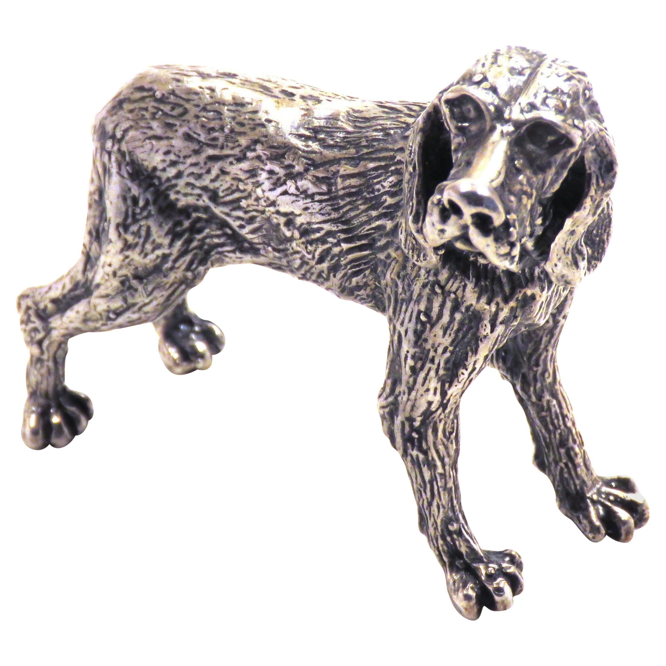 Solid Silver Italian Pointer Bracco Figurine Vintage, 1970s For Sale