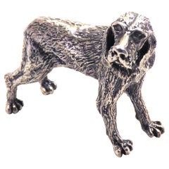 Solid Silver Italian Pointer Bracco Figurine Vintage, 1970s