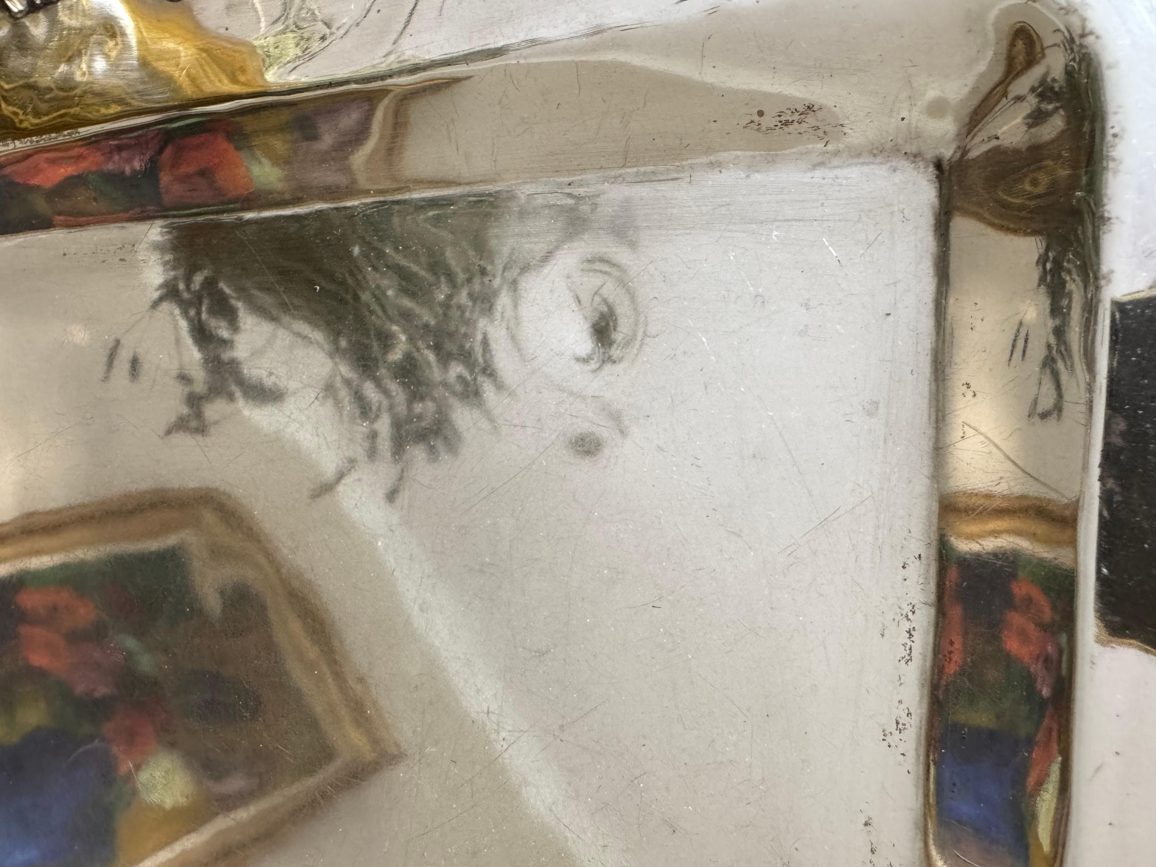 Silver Solid silver large handled tray. For Sale