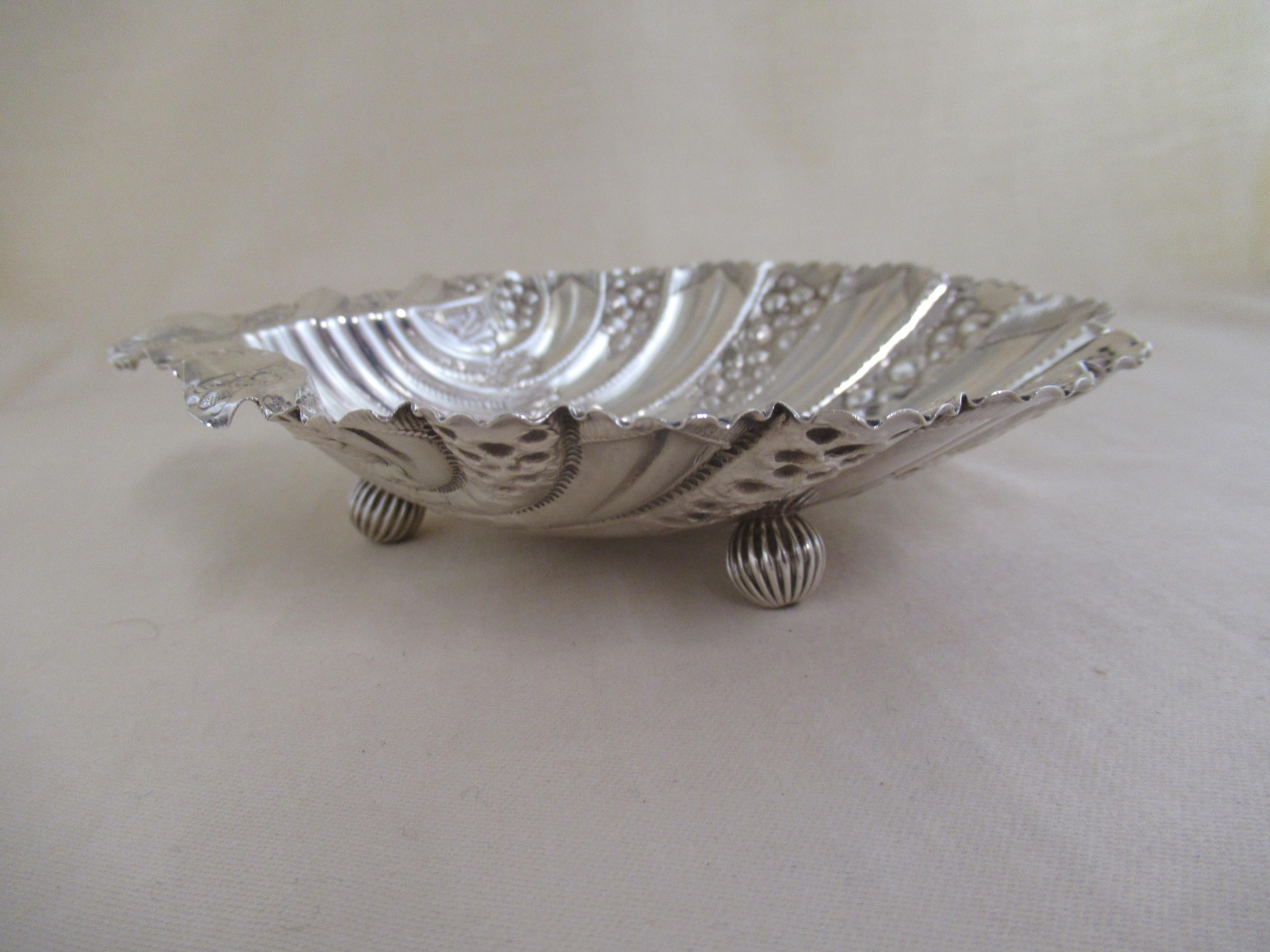 Victorian Solid Silver Late 19thC  BUTTER SHELL DISH  Hallmarked:- Sheffield 1896