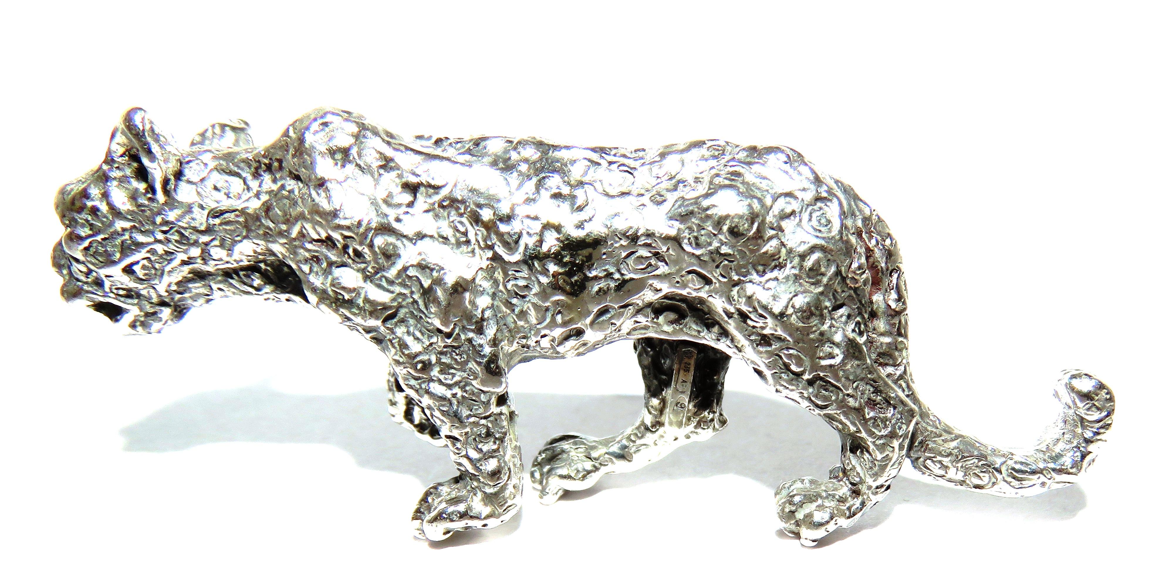 silver leopard ornament