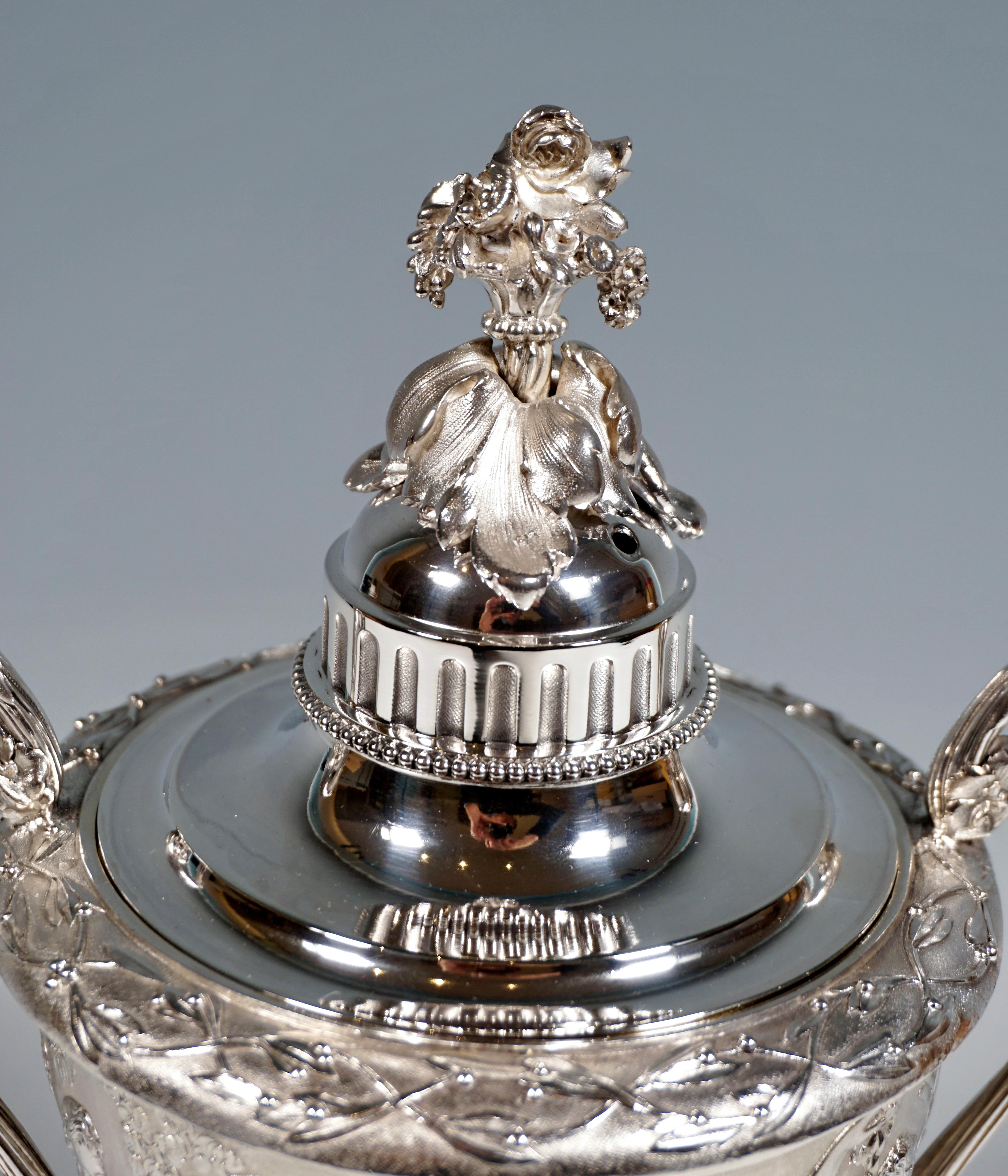 Hand-Crafted Solid Silver Lidded Goblet With Mythological Scenery, France, Around 1870