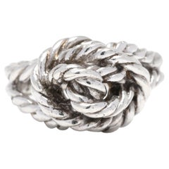 Vintage Solid Silver Lover's Knot Ring, Sterling Silver, Ring, Simple Silver