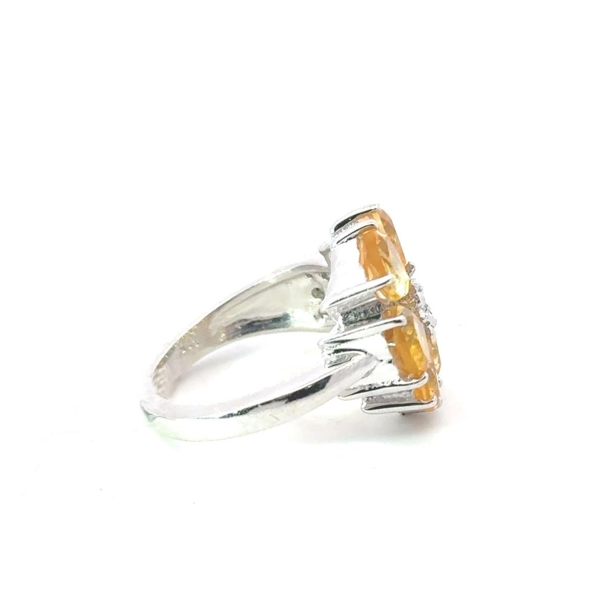 For Sale:  Solid Silver Natural Citrine November Birthstone Flower Cluster Ring for Mom 3