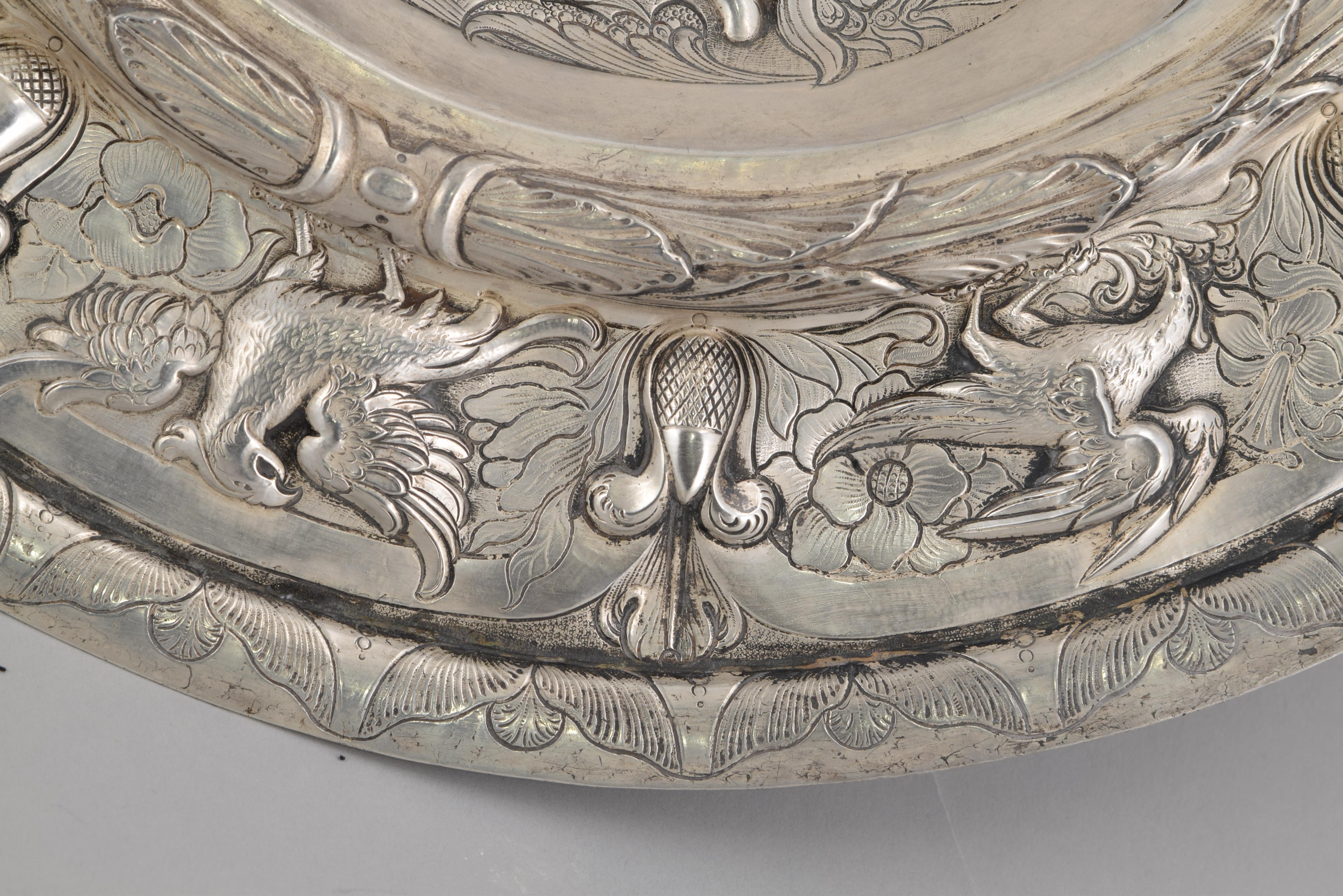 Solid Silver Oval Tray, Manuel Tene, Granada, Spain, 1755, with Hallmarks 6
