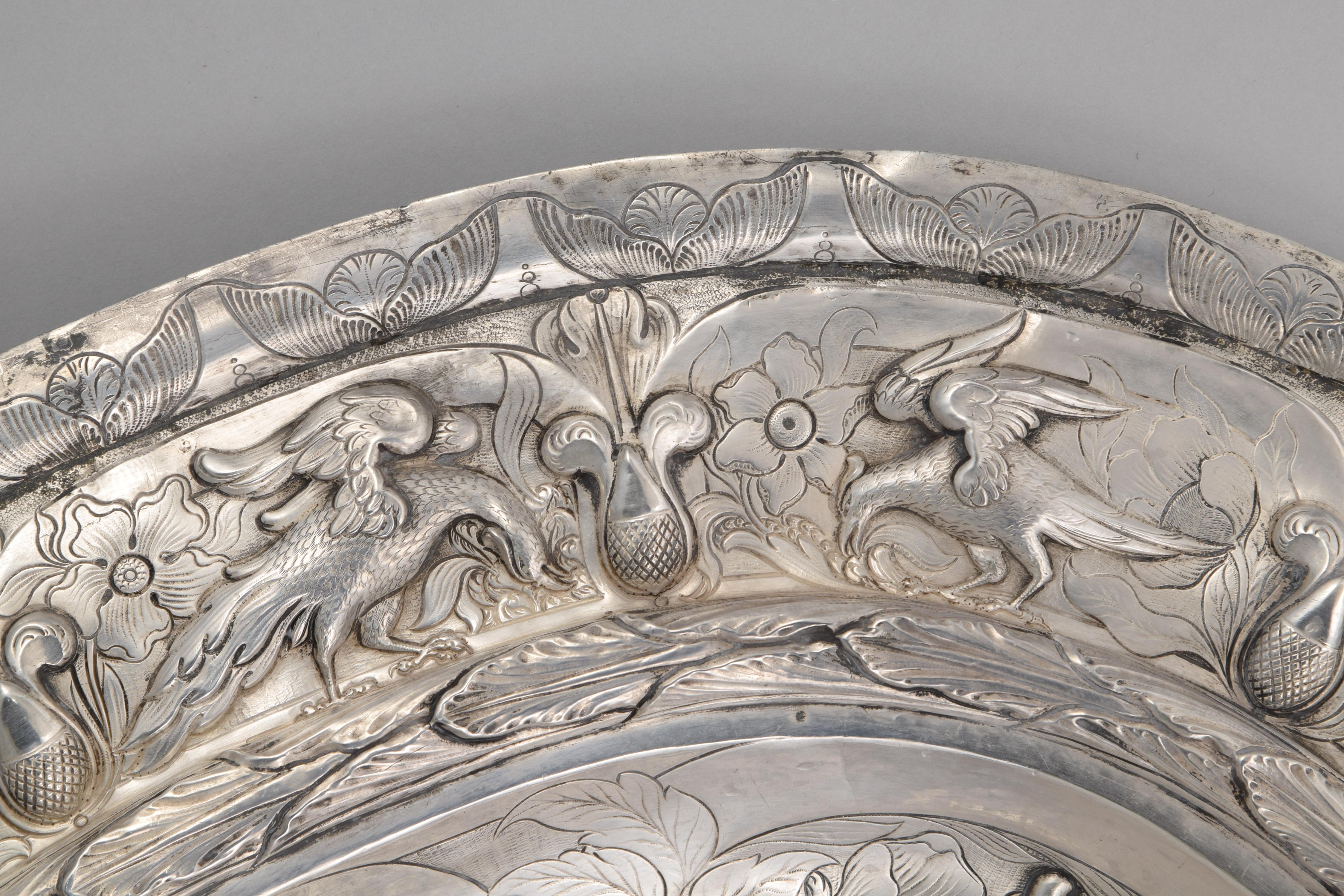 Solid Silver Oval Tray, Manuel Tene, Granada, Spain, 1755, with Hallmarks 7