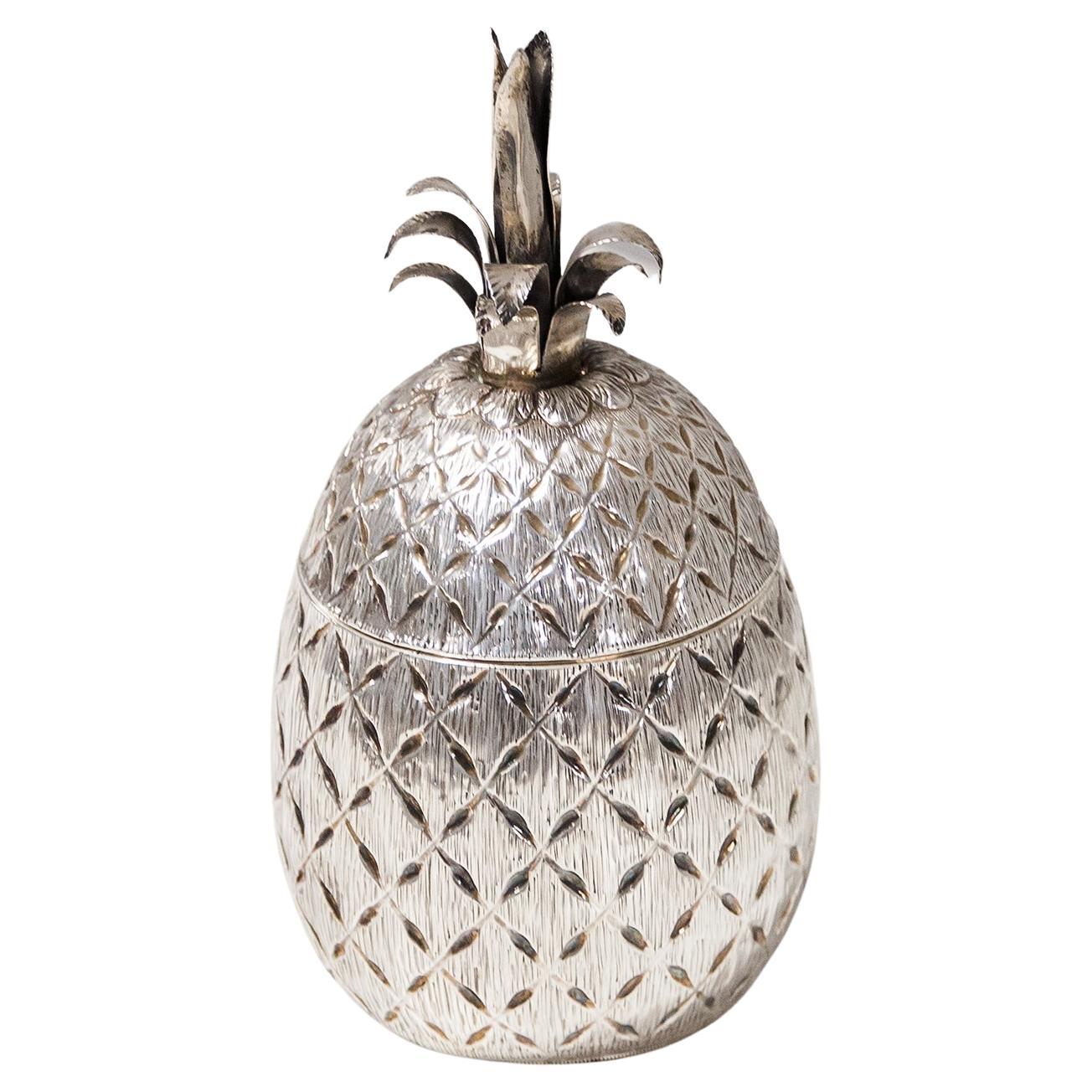 Solid Silver Pineapple Ice Bucket For Sale