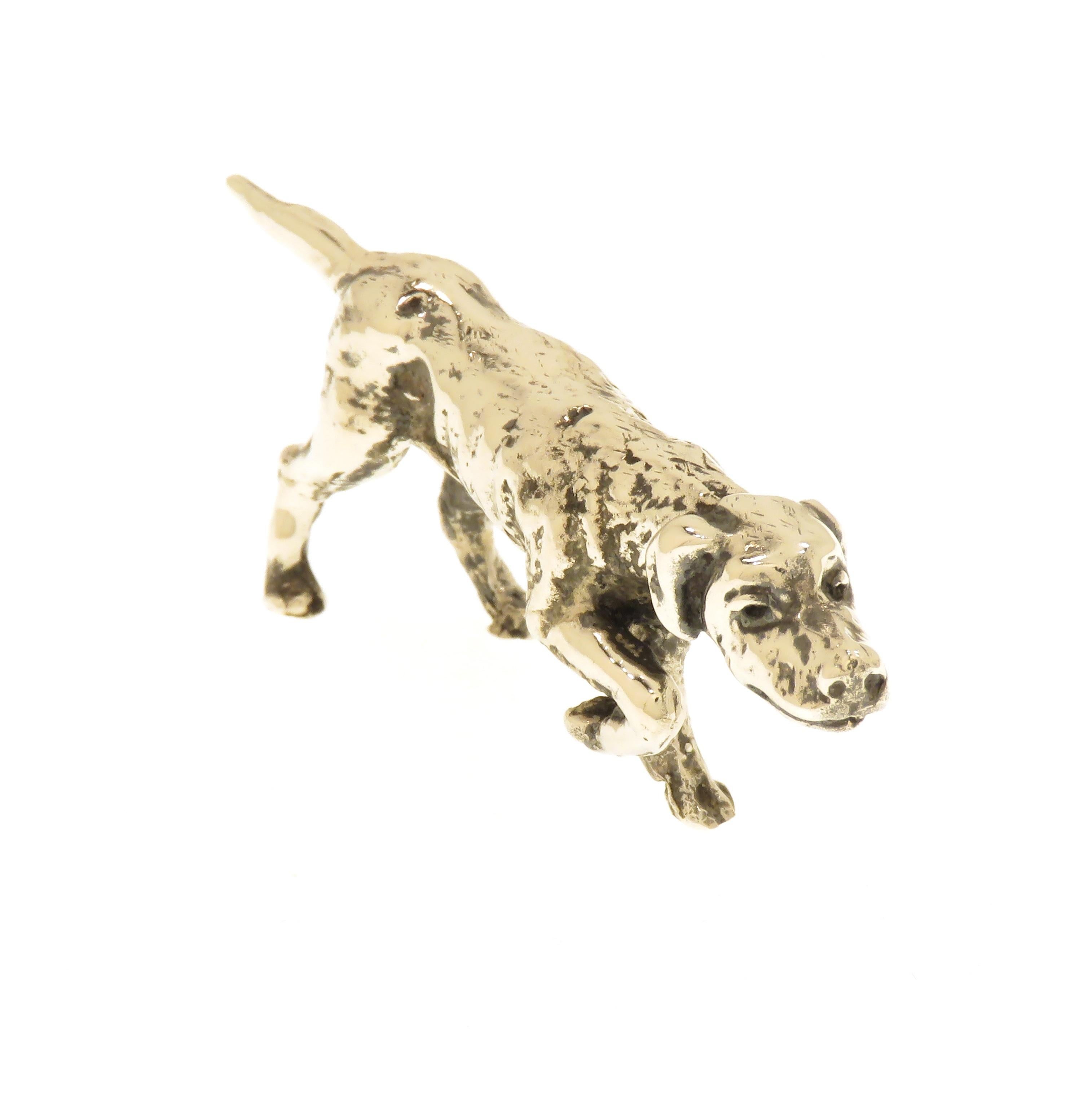 Solide Silber Pointer Hund Figur sehr guten Vintage-Zustand.
Abmessungen: Höhe 26 mm / 1,023 Zoll - Länge 68 mm / 2,677 Zoll - Gewicht 40 Gramm.
Es  ist mit der italienischen Silbermarke 800 gestempelt - Made in Italy

Handgefertigt aus: Silber
