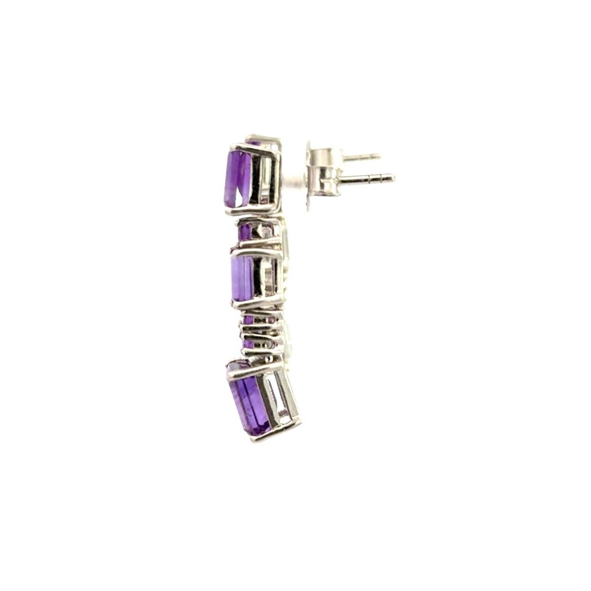 Women's Solid Silver Purple Amethyst Dangle Drop Earrings for Jewelry Gift For Mother For Sale