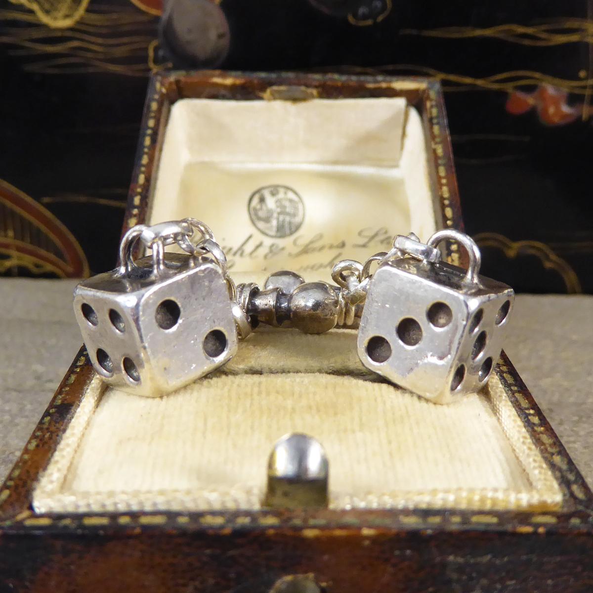 silver dice cufflinks