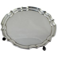 Solid Silver Shaped Footed Card Tray Birmingham, 1974