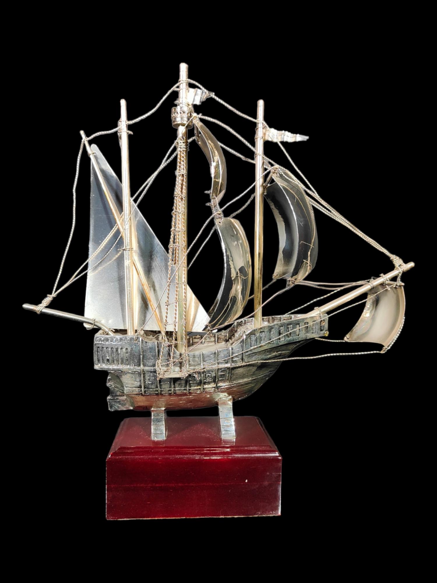 Hand-Crafted Solid Silver Ship Nef 20th Century