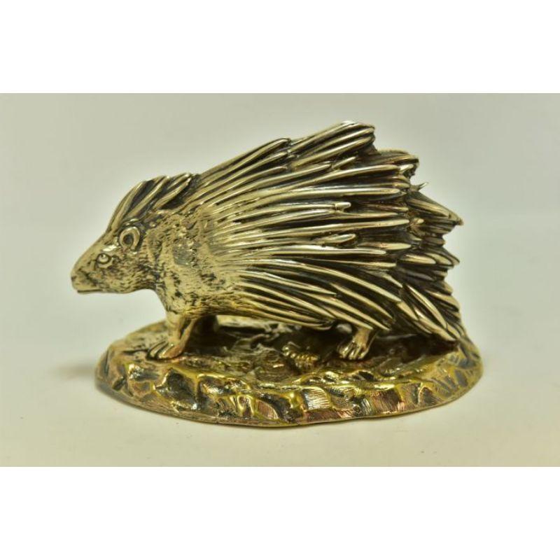 19th Century Solid Silver Spade Holder Depicting a Sheffield Porcupine For Sale