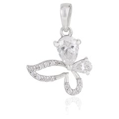 Solid Silver Sparkling Moissanite Openwork Butterfly Charm Pendant by Silvorra