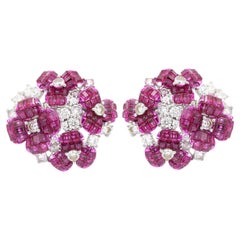Solid Silver Studded Pink Cubic Zirconia Starlit Blossom Studs Earring for Her