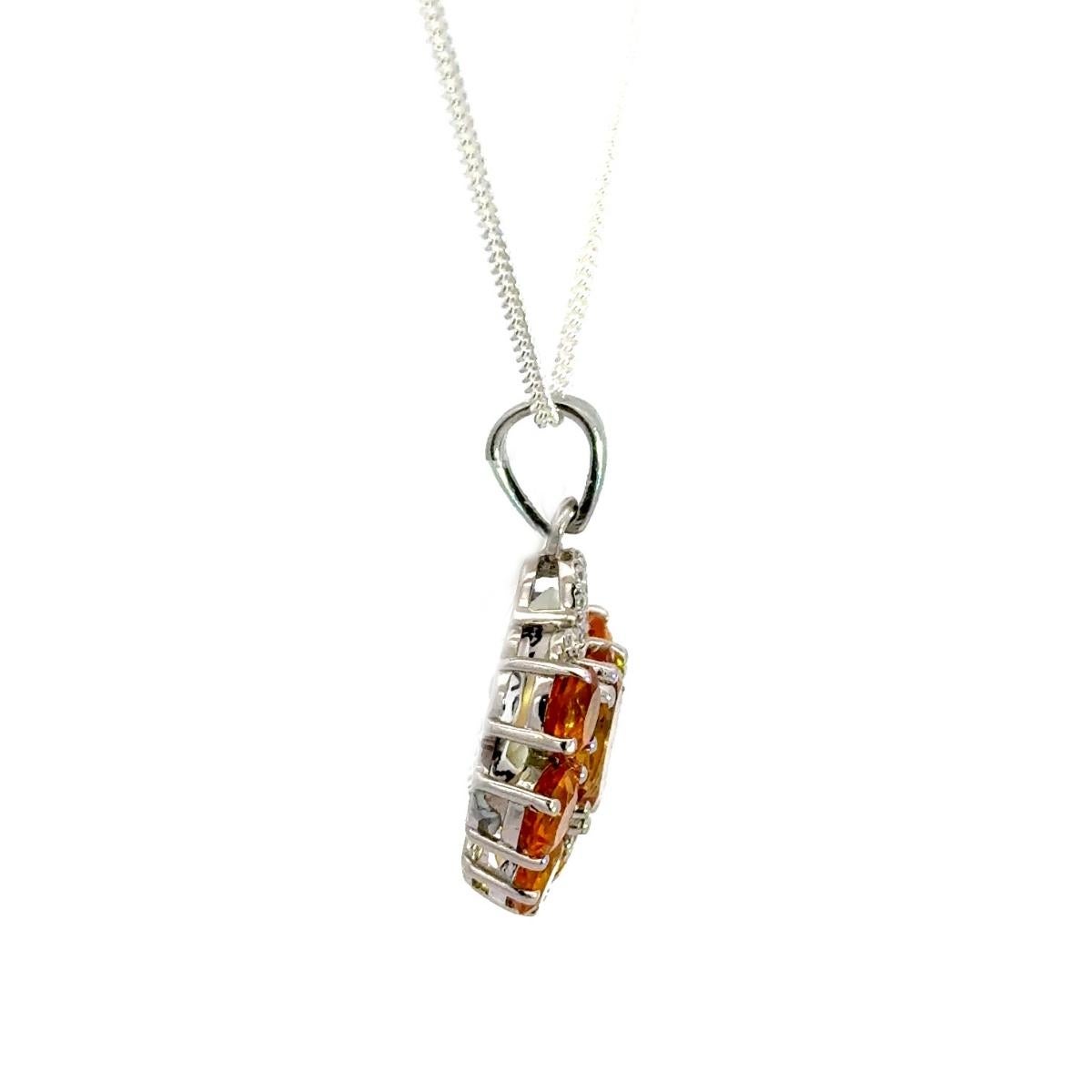 Mixed Cut Solid Silver Stunning Citrine Flower Wedding Pendant Necklace for Mother To Be For Sale