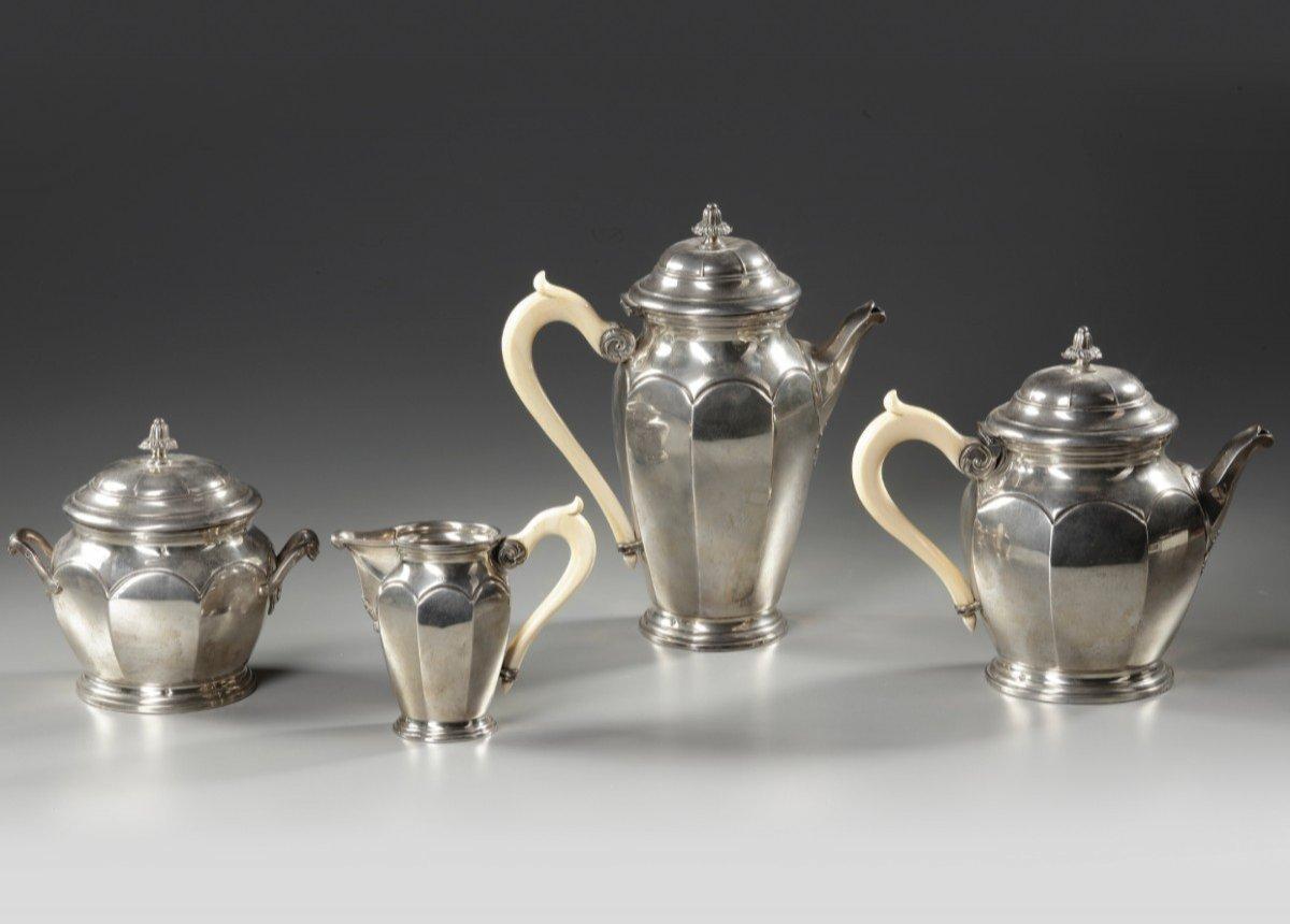Napoleon III Solid Silver Tea and Coffee Service, 19th Century