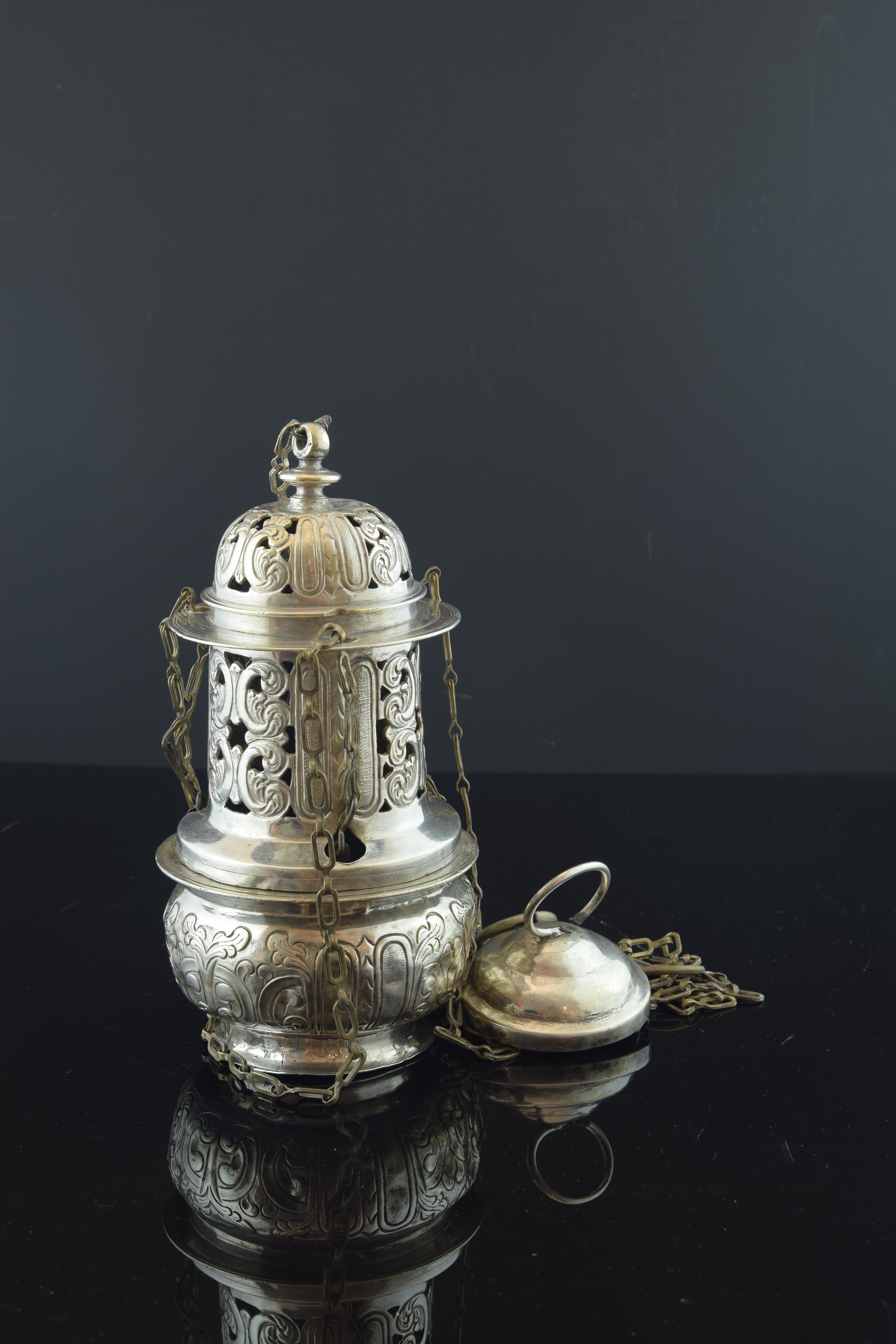 18th Century and Earlier Solid Silver Thurible, Baroque, 17th Century