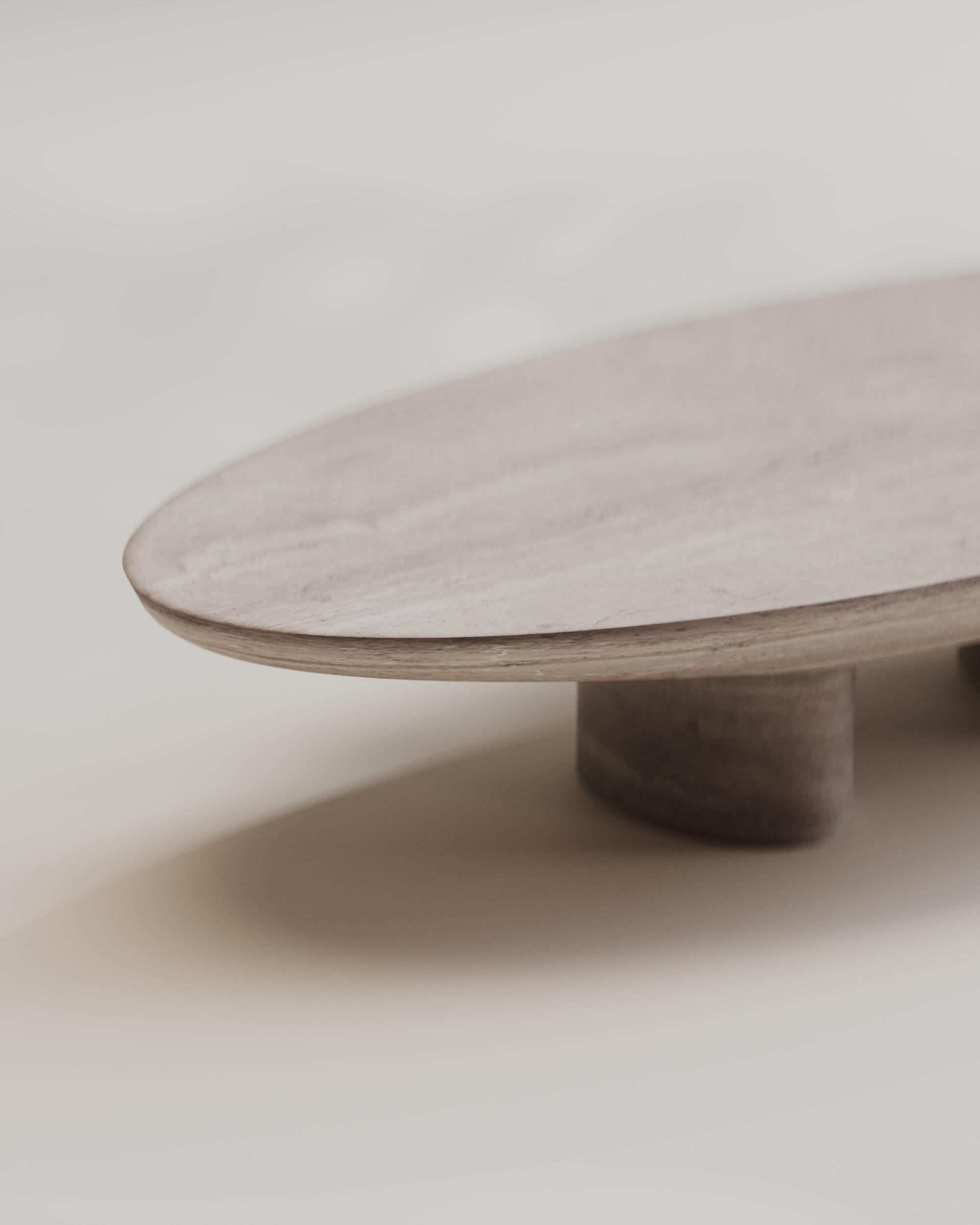 Hand-Crafted Solid Silver Travertine Oval Coffee Table 140 by Studio Narra For Sale