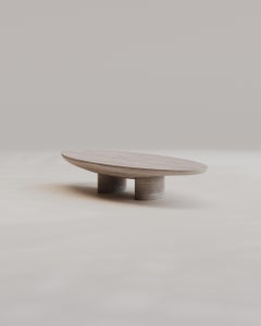 Solid Silver Travertine Oval Coffee Table 160 by Studio Narra