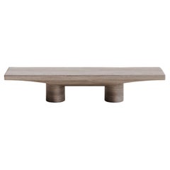 Table basse rectangulaire en argent massif travertin Abraccio 140 de Studio Narra