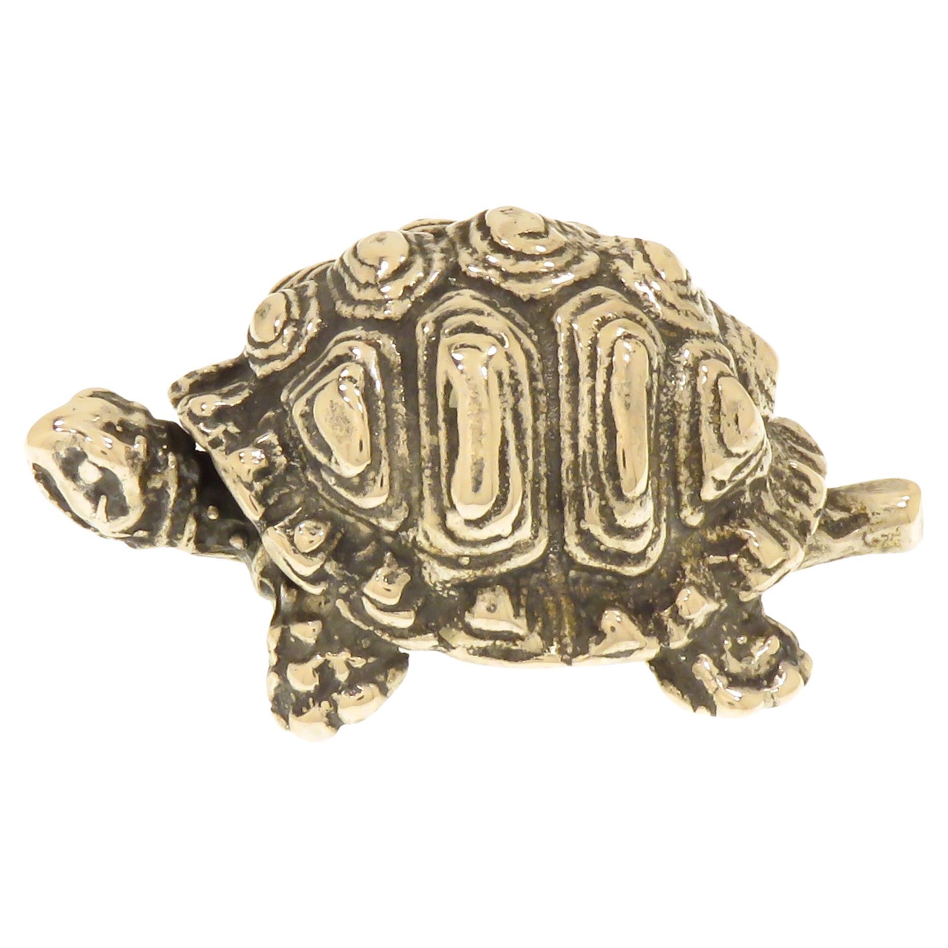 Solid Silver Turtle Figurine Vintage 1970s Made in Italy For Sale