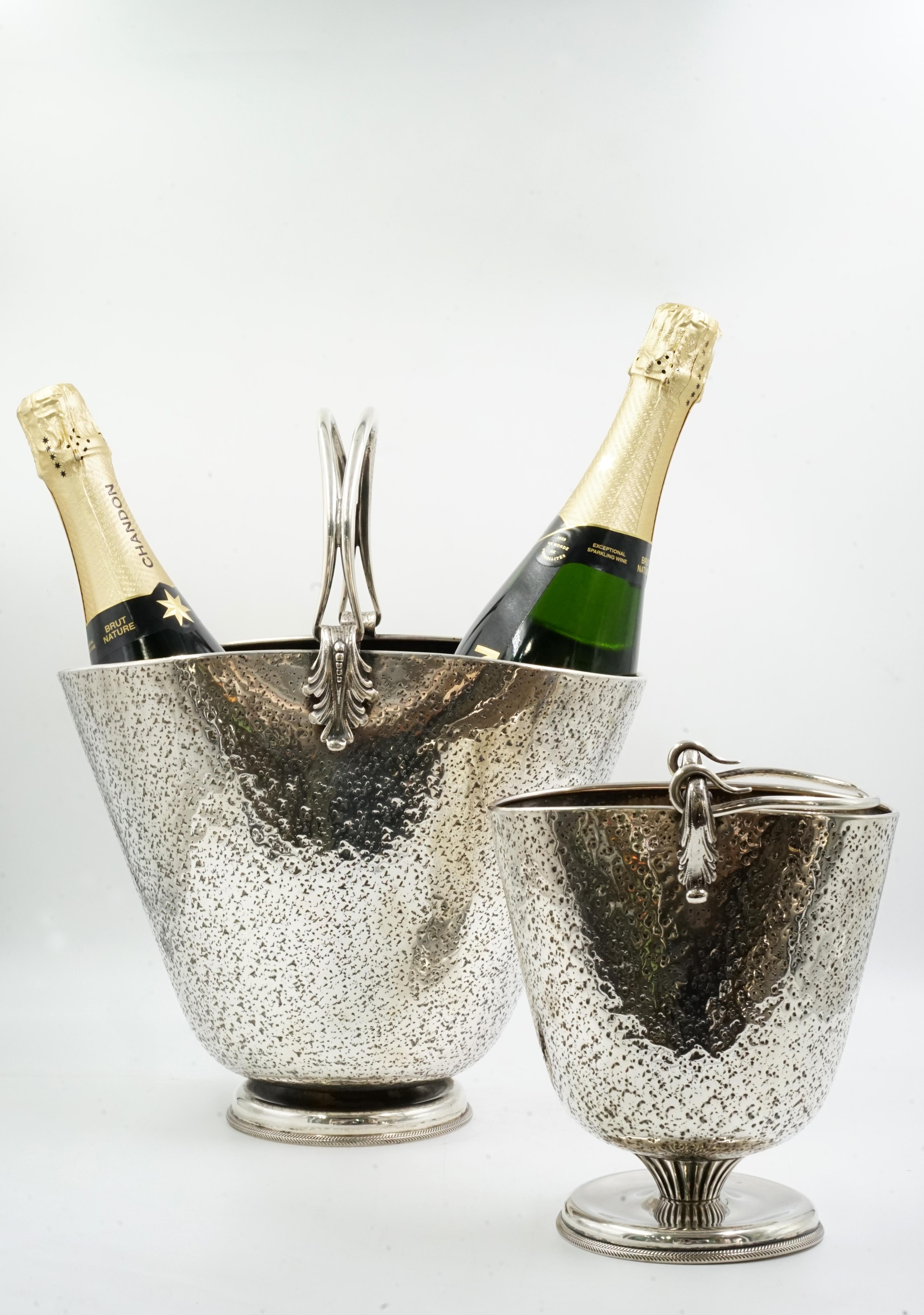 Mid-Century Modern solid silver wine cooler and ice bucket mid century Italian For Sale