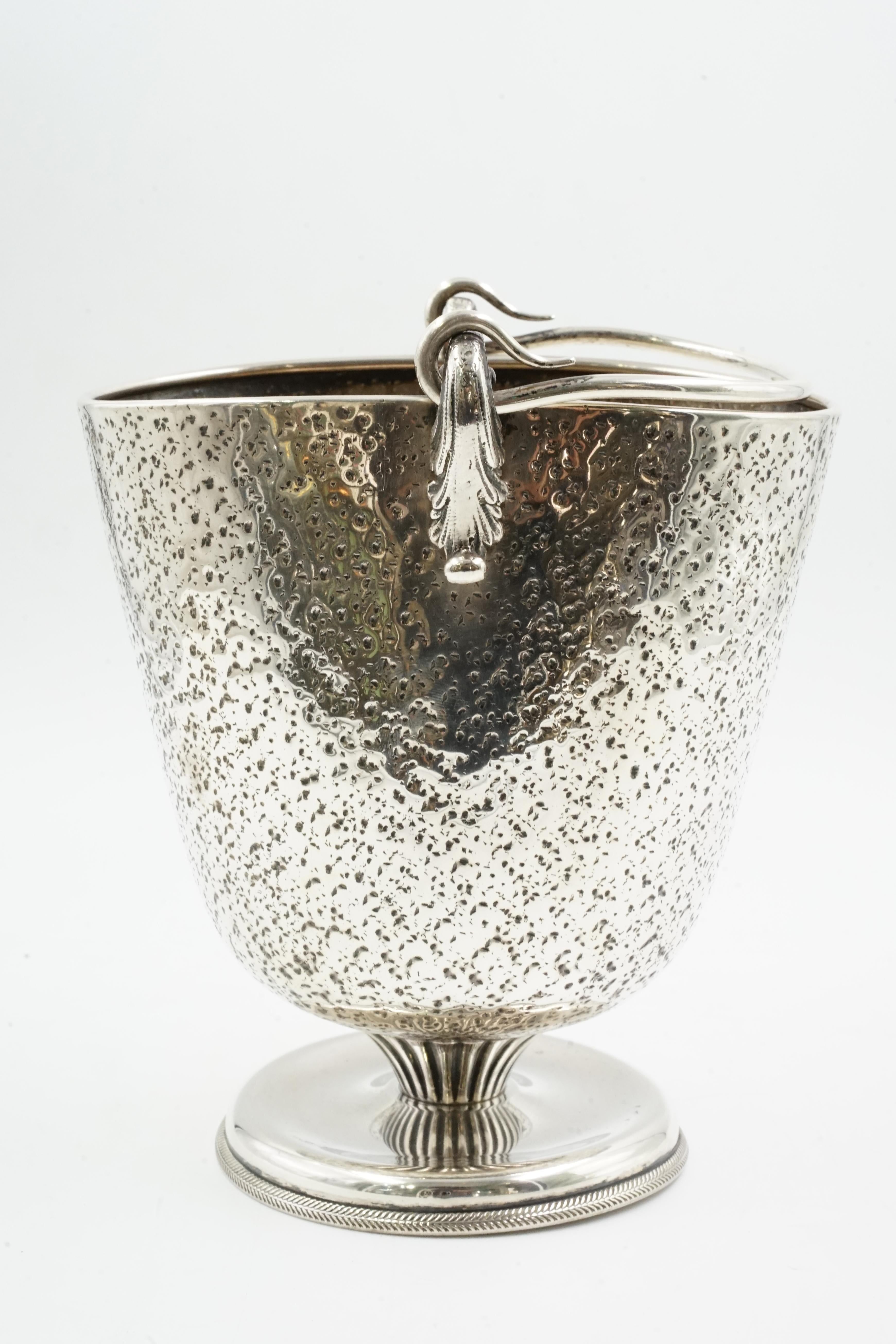 Mid-20th Century solid silver wine cooler and ice bucket mid century Italian For Sale