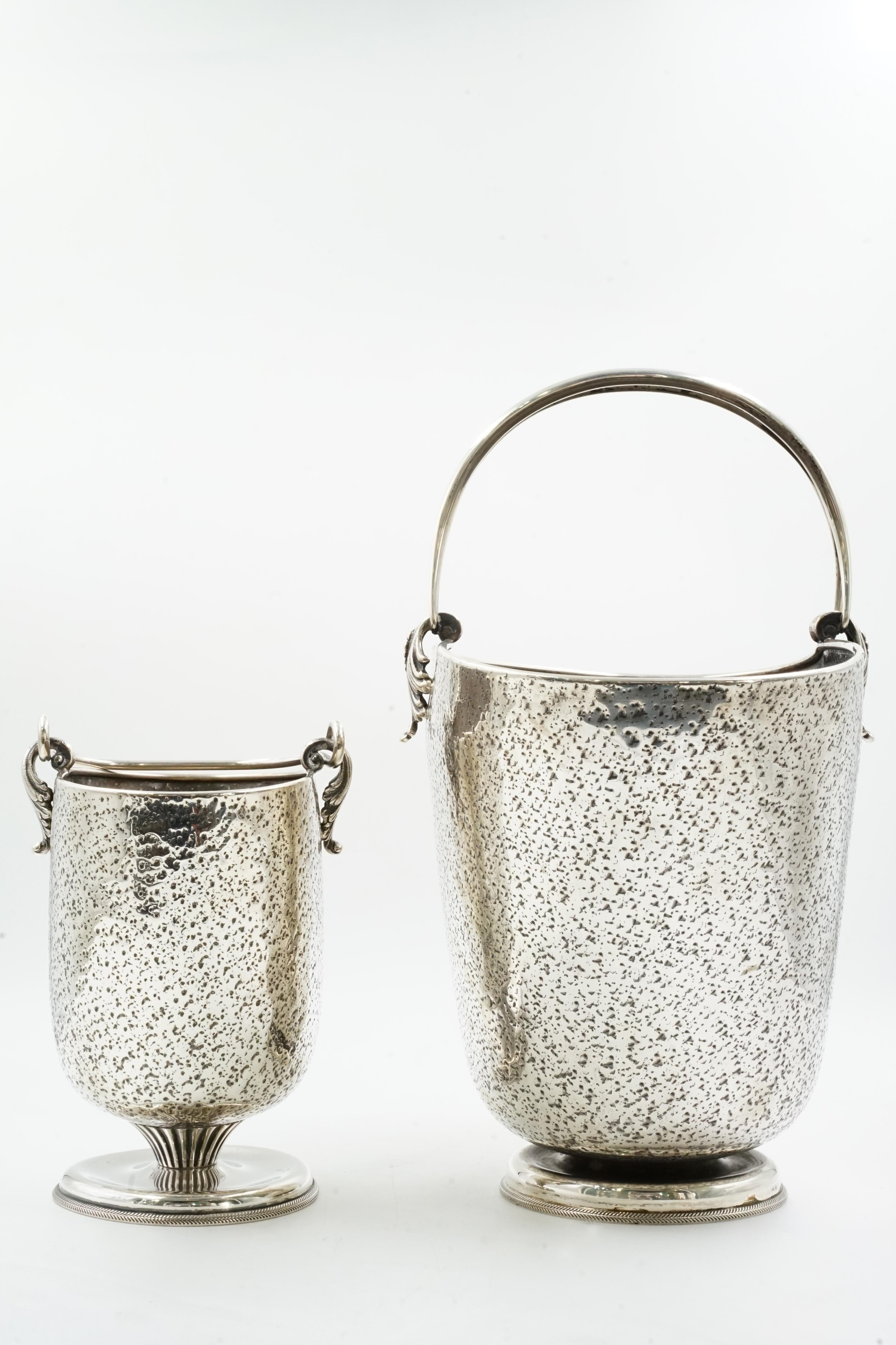 solid silver wine cooler and ice bucket mid century Italian For Sale 1