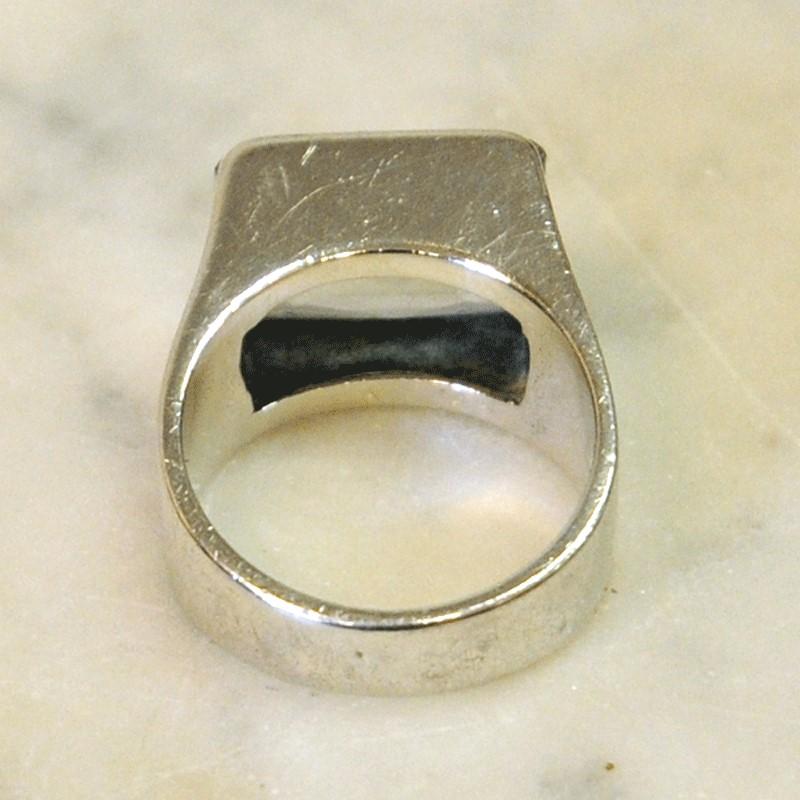 Mid-Century Modern Solid Silverring with Crystal Lightblue Stone from 1938, Sweden