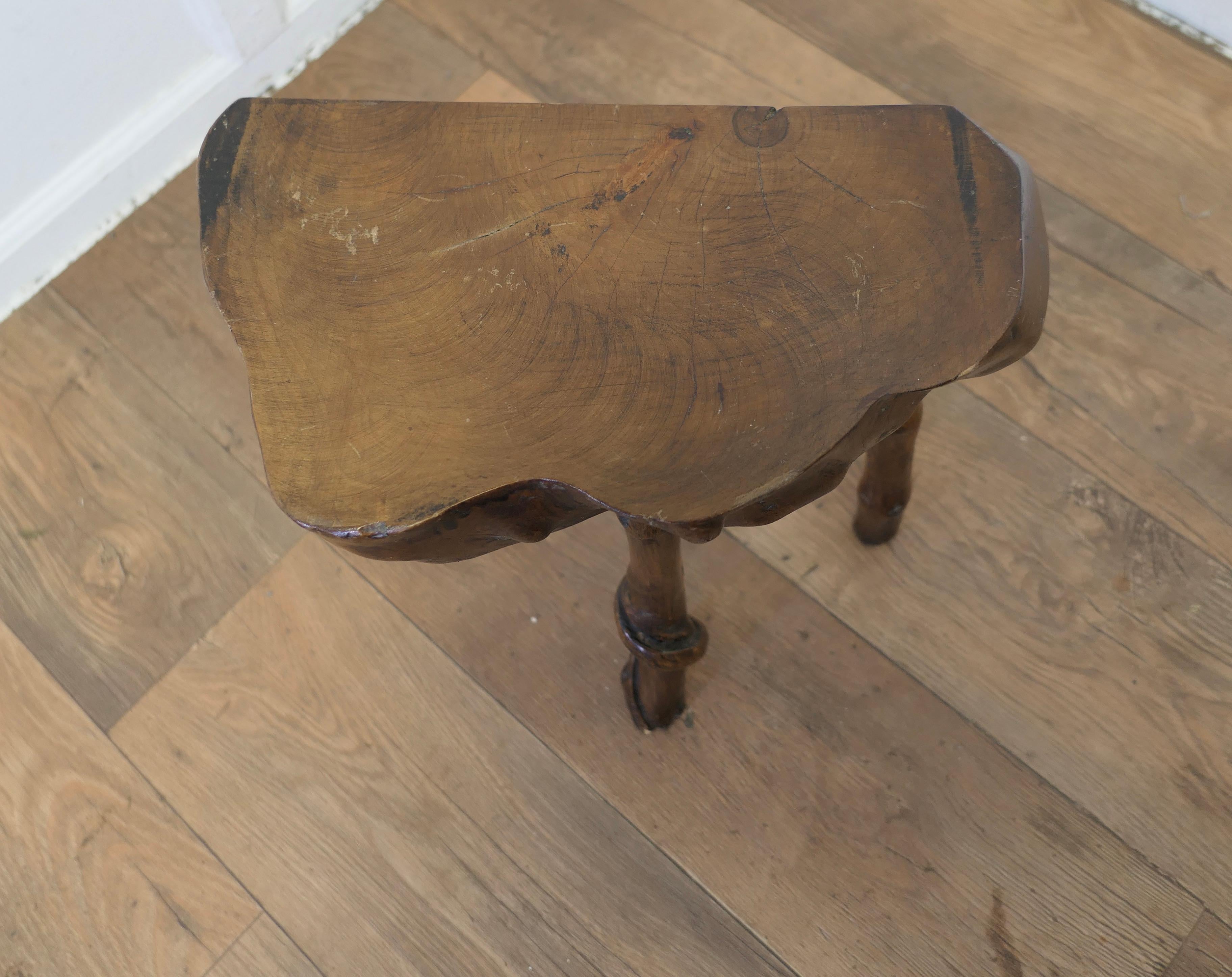 Solid Slice of Live Edge Elm Rustic Stool    In Good Condition For Sale In Chillerton, Isle of Wight