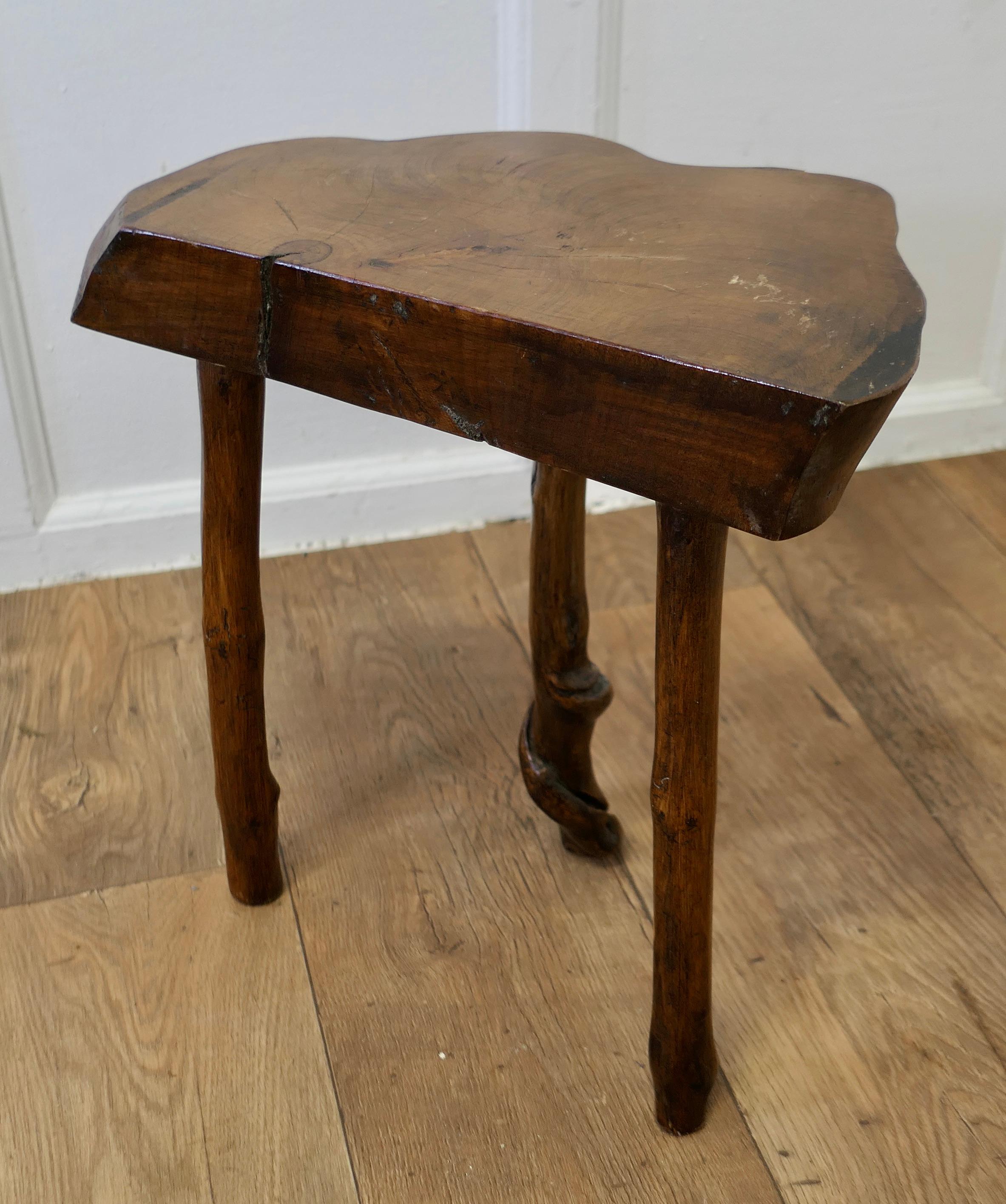 Solid Slice of Live Edge Elm Rustic Stool    For Sale 2