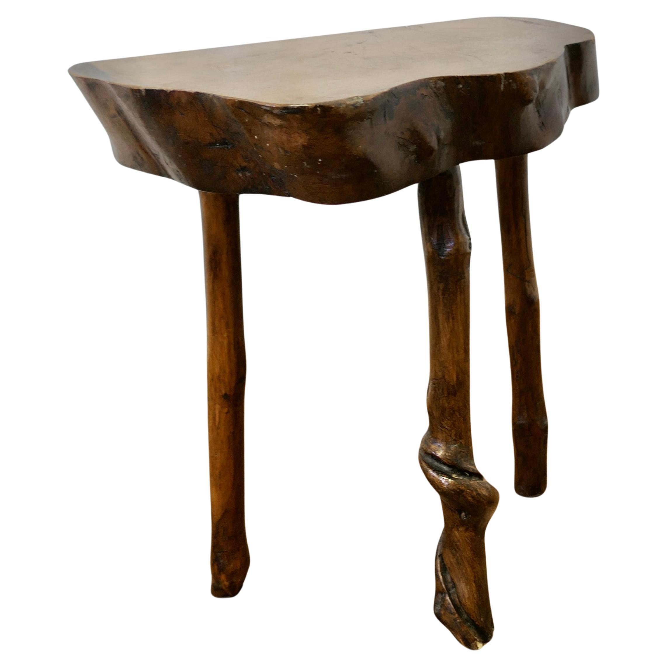 Solid Slice of Live Edge Elm Rustic Stool